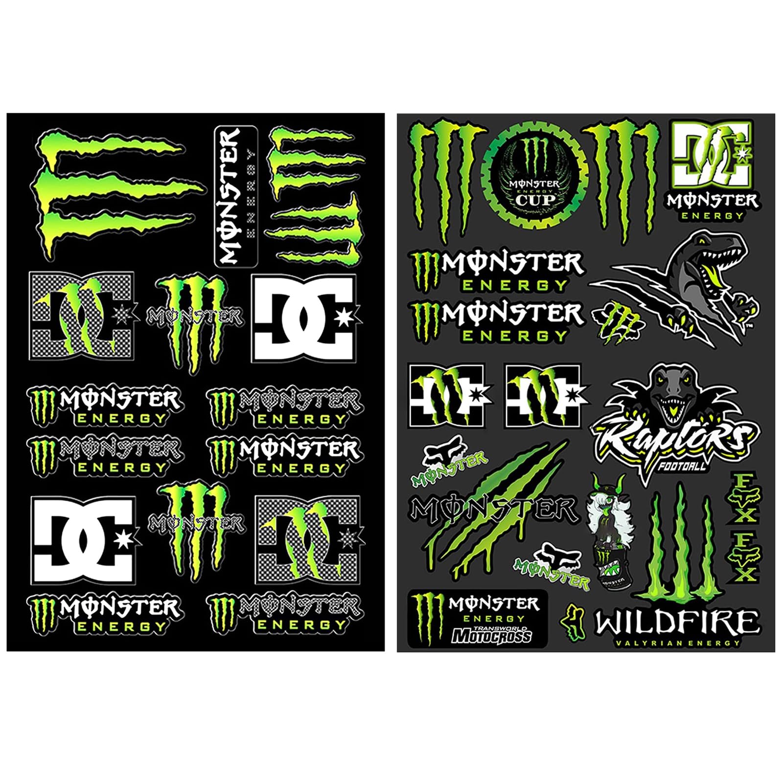 2 Pcs Monster Energy Stickers for Motorbike Helmet, Car, Bike, Skateboard, Laptop, Bicycle - Funny Cartoon Decals (Claws)