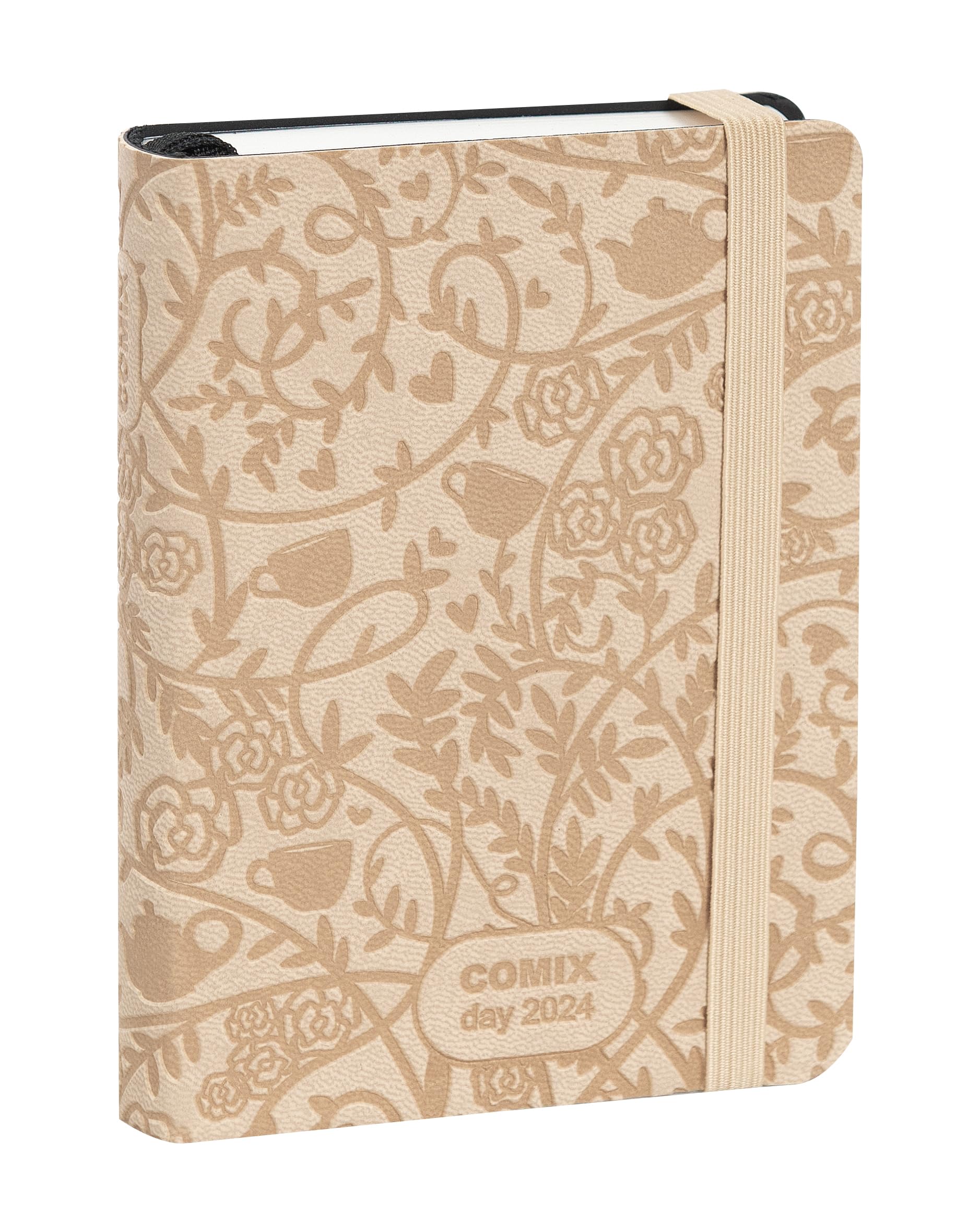 COMIX Special Mignon 2024 12 Months, Daily Diary, with Elastic Loop for Pencil or Pen, Closure with Elastic Band and Bookmark, 384 Pages, Format 9 x 12.5 cm - Pink