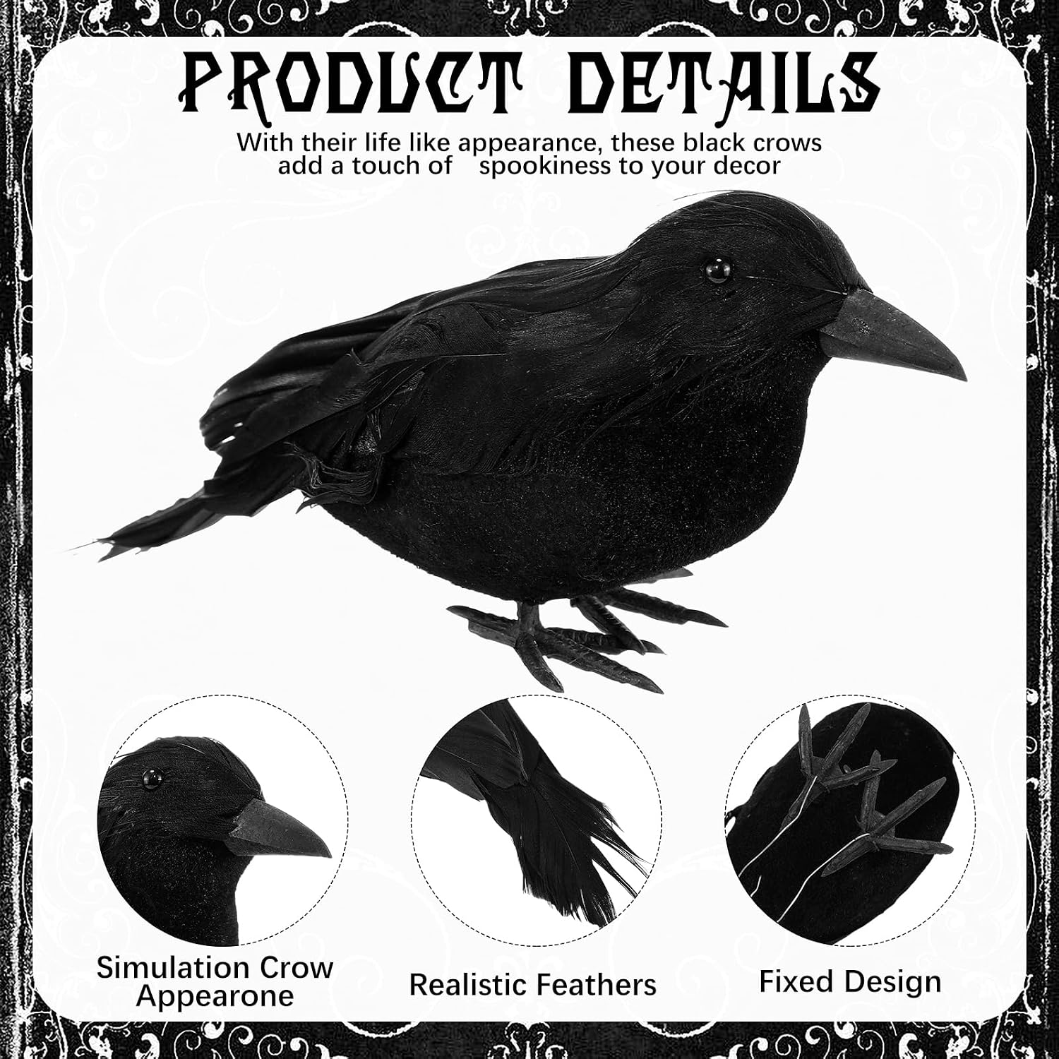 Thenshop 12 Pack Realistic Black Feather Crow Halloween Tree Decor