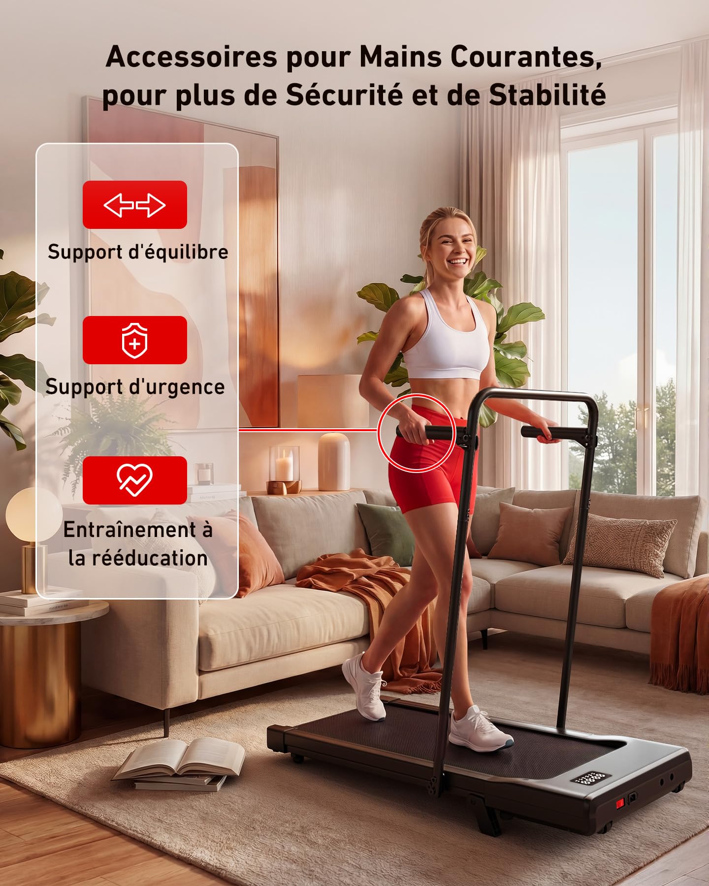 Tapis de Course Inclinable 2.5HP 1-12km/h APP Contrôle Max 136KG Walking Pad Portable
