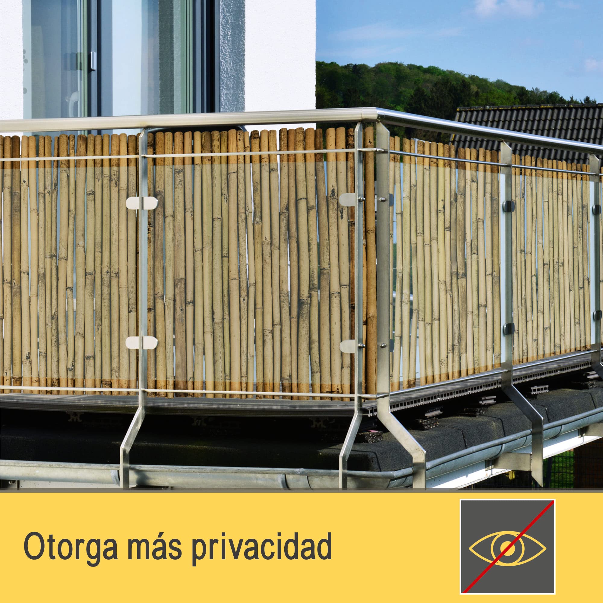 Sol Royal Valla de bambú Protectora SolVision B38 100 x 250 cm (A x L) Estera de privacidad Visual y Viento Natural Balcones terrazas Jardines barandas Cerca con cañas Gruesas