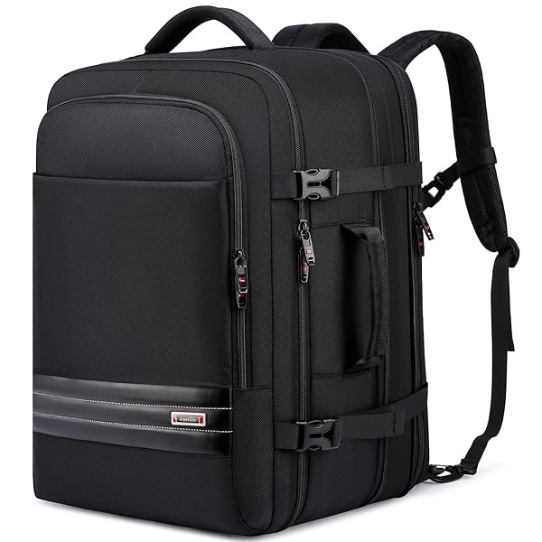 Asenlin Travel Backpack for Women Men40L-50L Expandable Carry on Backpack17 Inch Water Resistant Laptop Backpack for Weekender Overnight Extre Large Backpack-Black