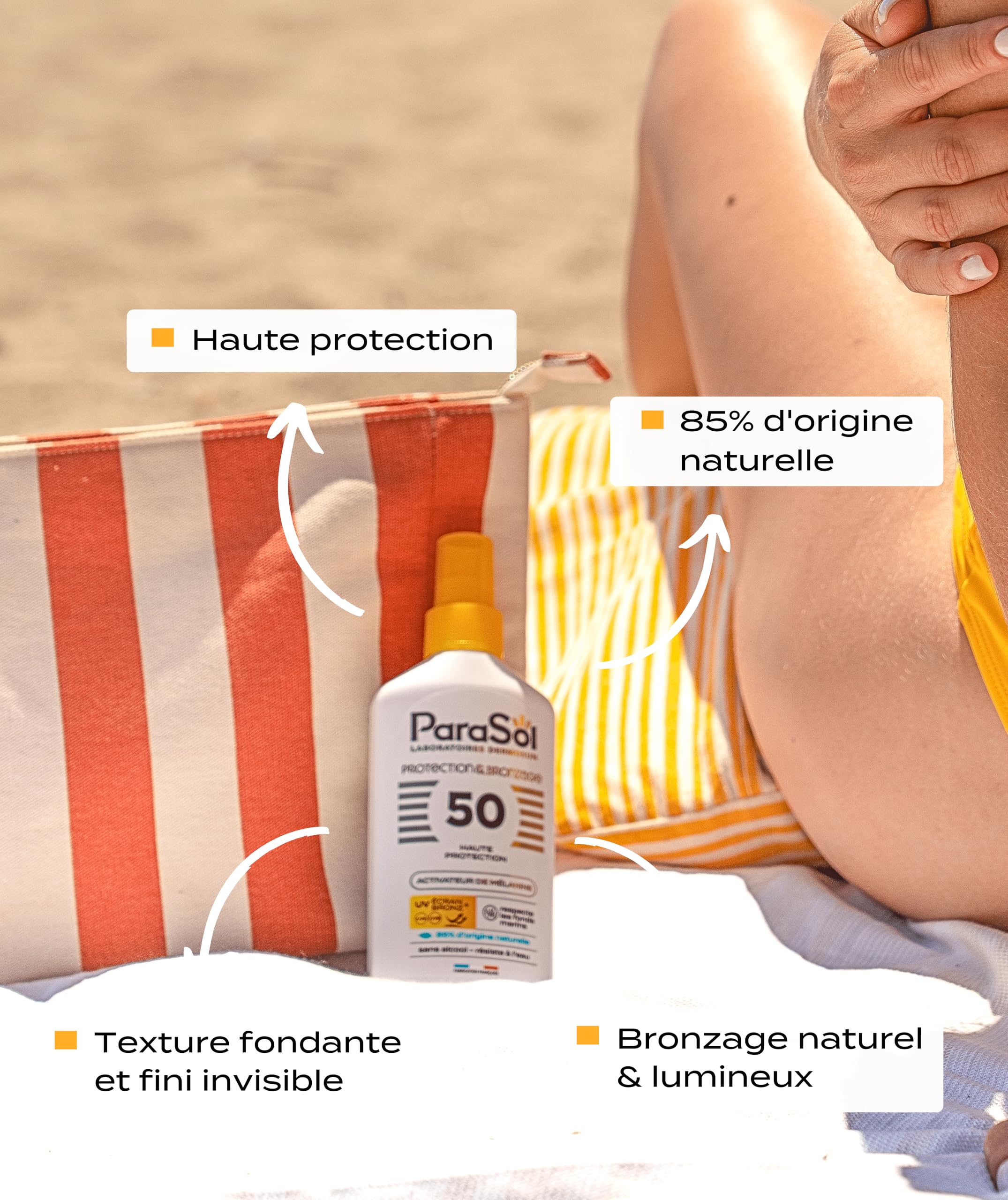 ParaSol Protection & Bronzage FPS 50 - Protector solar facial y cuerpo de alta protección - Activador de melanina - Protección UVA/UVB - Resistente al agua - Fabricado en Francia