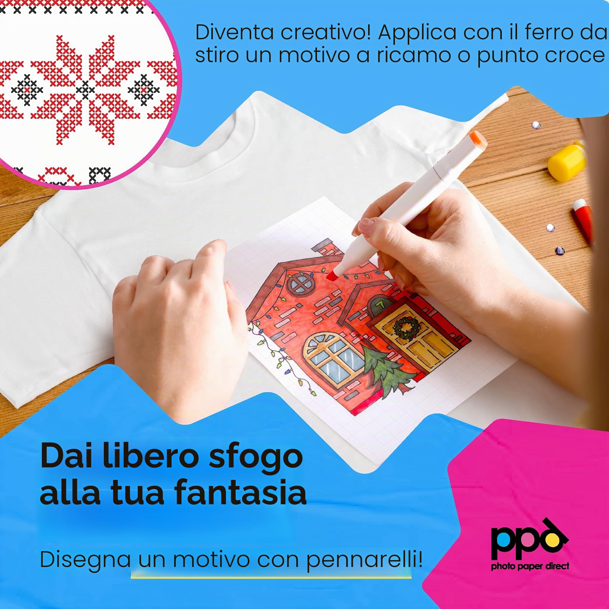 PPD A4 70 Fogli Di Carta Trasferibile Termoadesiva Inkjet - Chiari (50) E Scuri (20) - PPD-5-70