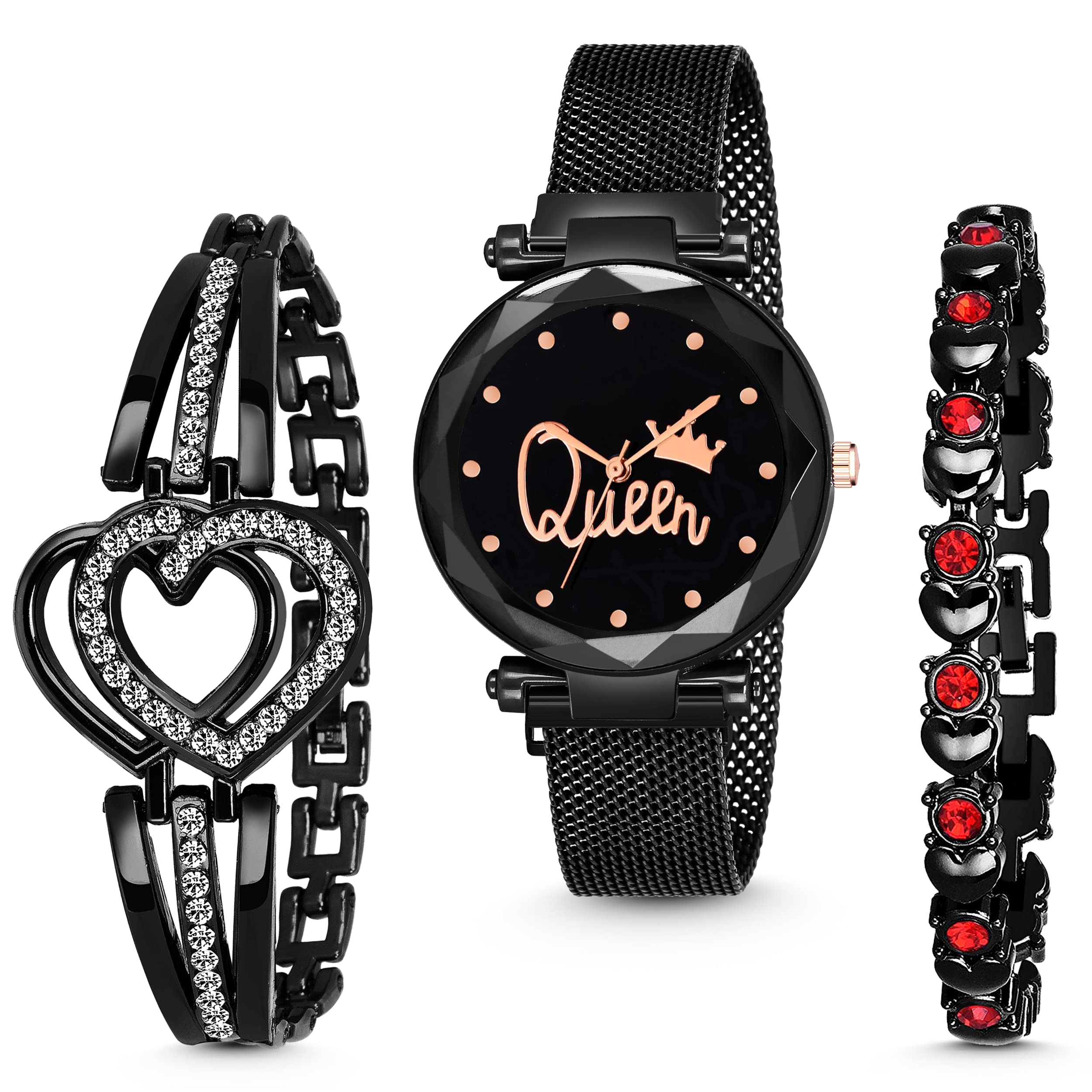 MARCLEX Exclusive Branded Black Queen Dial Analogue Quartz Magnet Strap Watch for Women or Girls and Watch for Girl or Women or Stylish Ladies (Black Dial Black Chain) (B0BD1TKVP6) Amazon Price History, Amazon Price Tracker