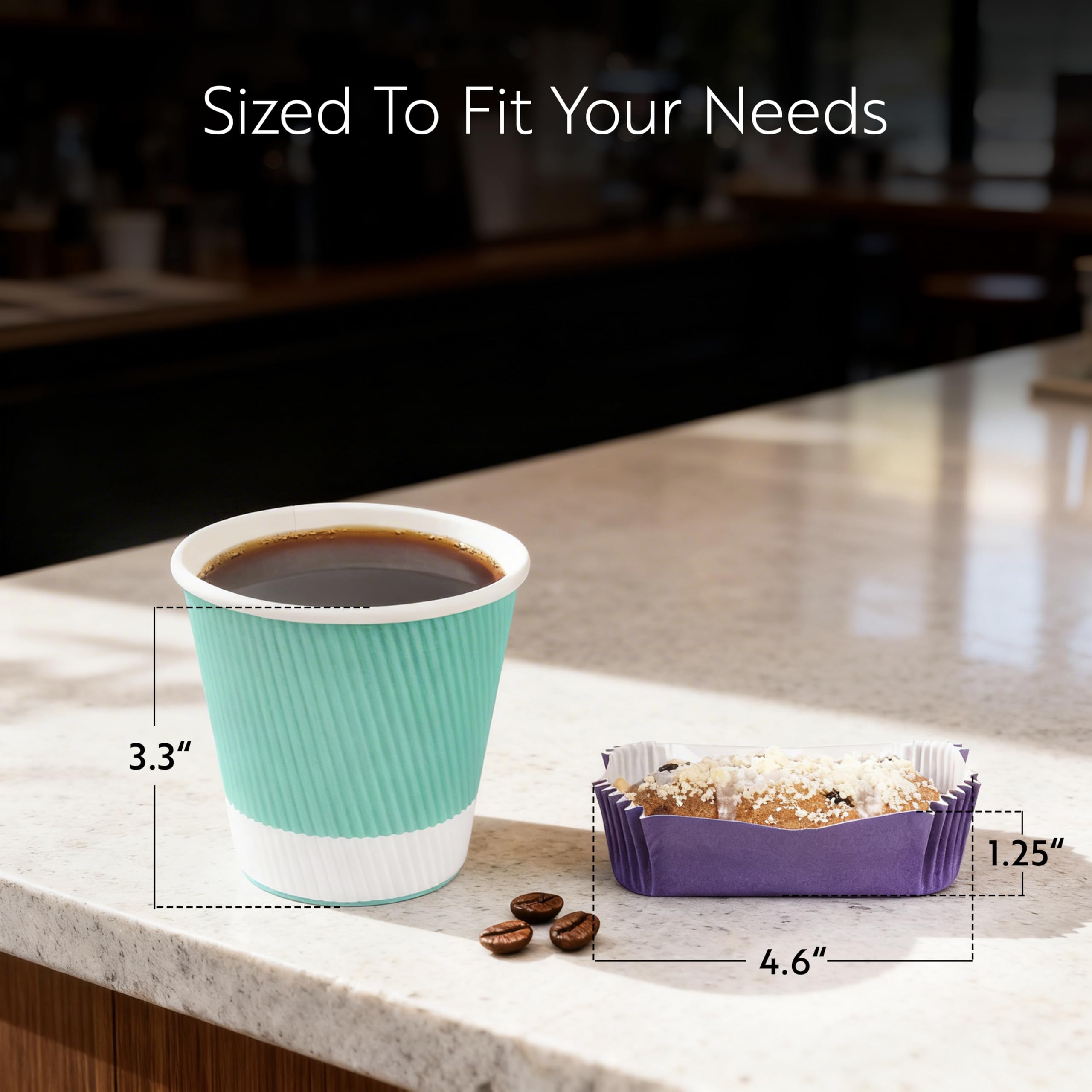 Restaurantware Panificio - Vasos para hornear de 4.5 onzas, 200 envoltorios para cupcakes estriados, listos para horno, desechables, forros desechables de papel morado, para bodas, cumpleaños y más