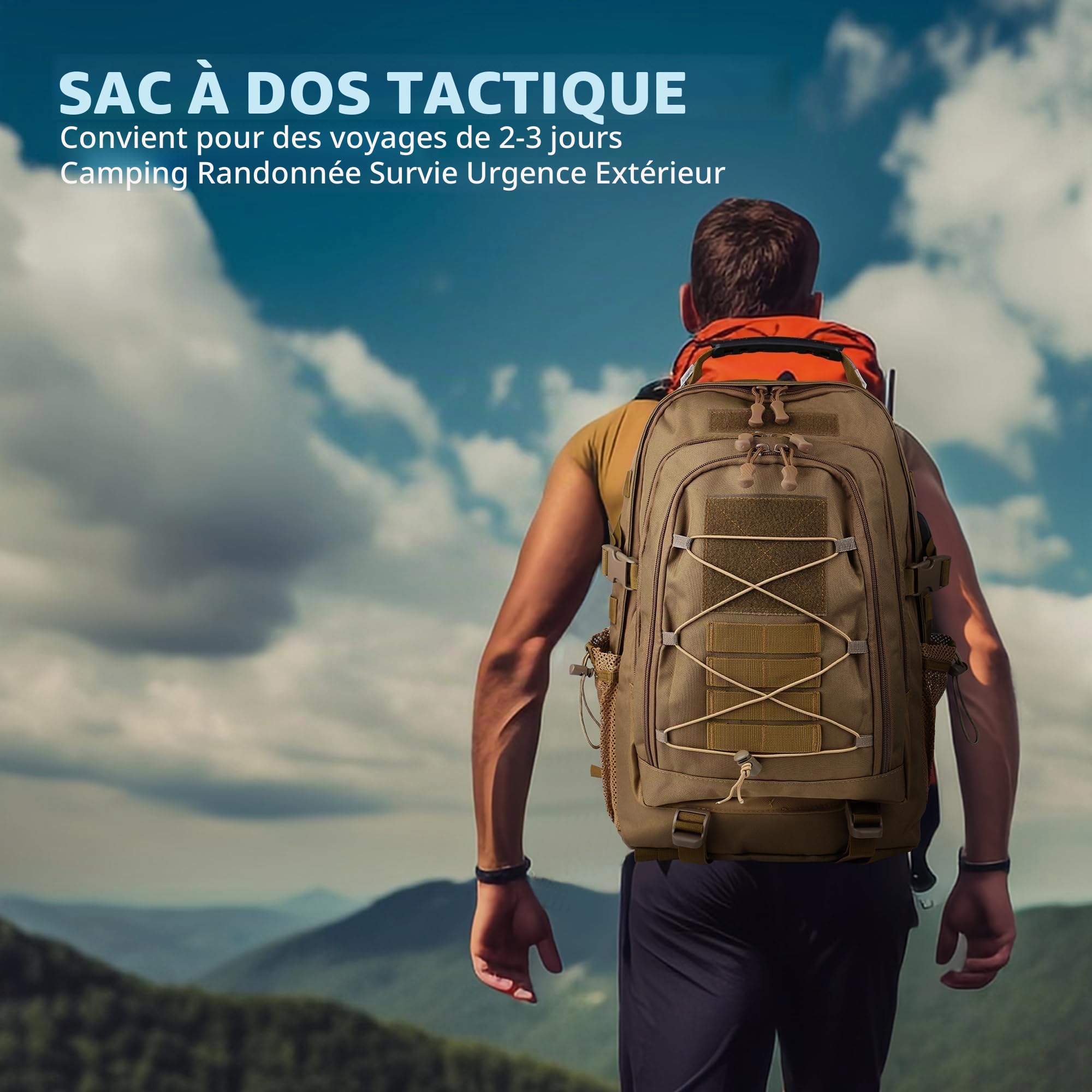 aiGear Sac à Dos Tactique, 25L / 45L / 55L Sac a Dos Voyage pour Hommes Femmes, Sac Multifonctionpour Les Sports de Plein Air Randonnée Voyage Camping