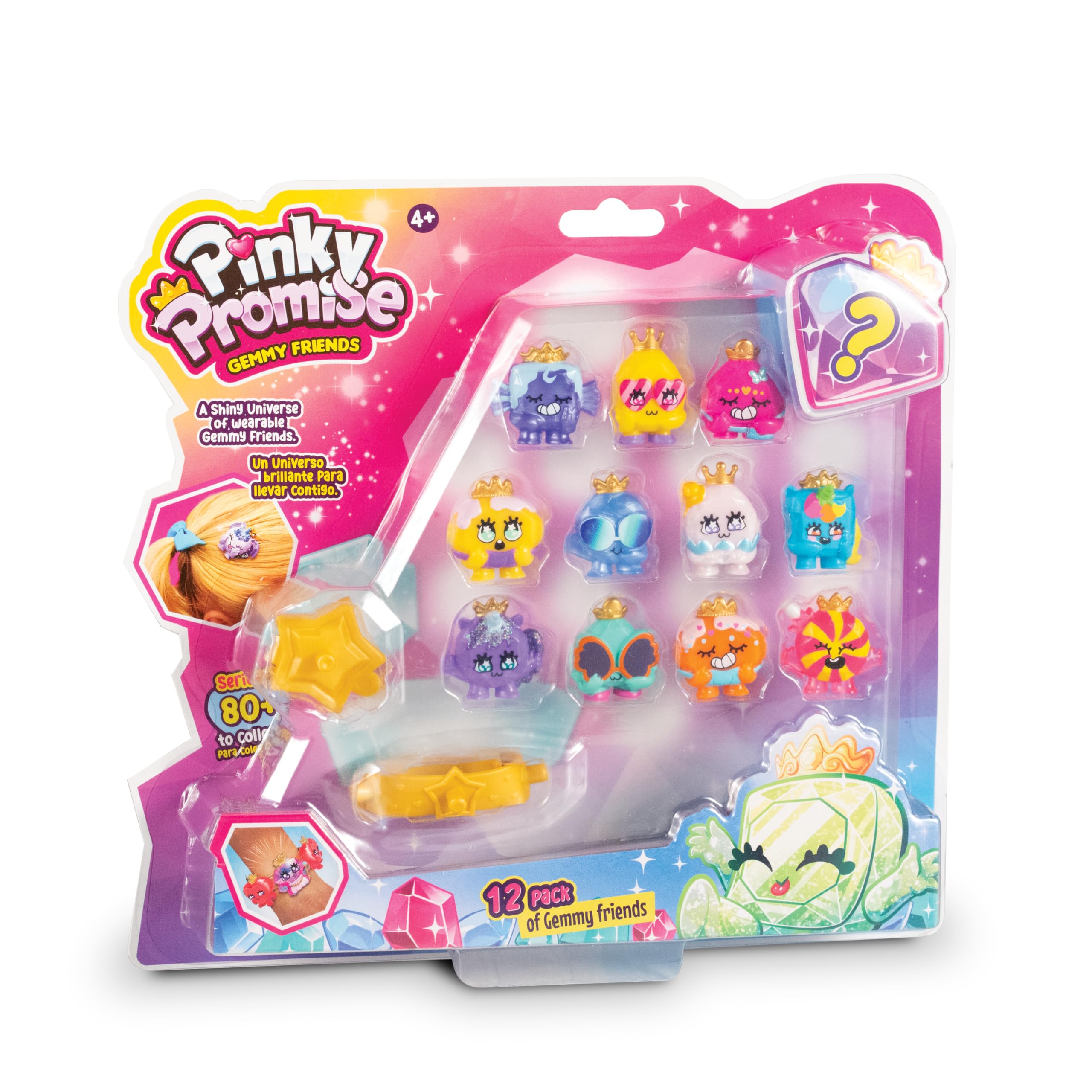 Bizak Pinky Promise Gemmy Friends, Pack of 12 Surprise Gems in Blister Pack, for Collection, Includes Gems, Bracelet and Ring, RARE Gem, Jewelry Collection, (64320007)