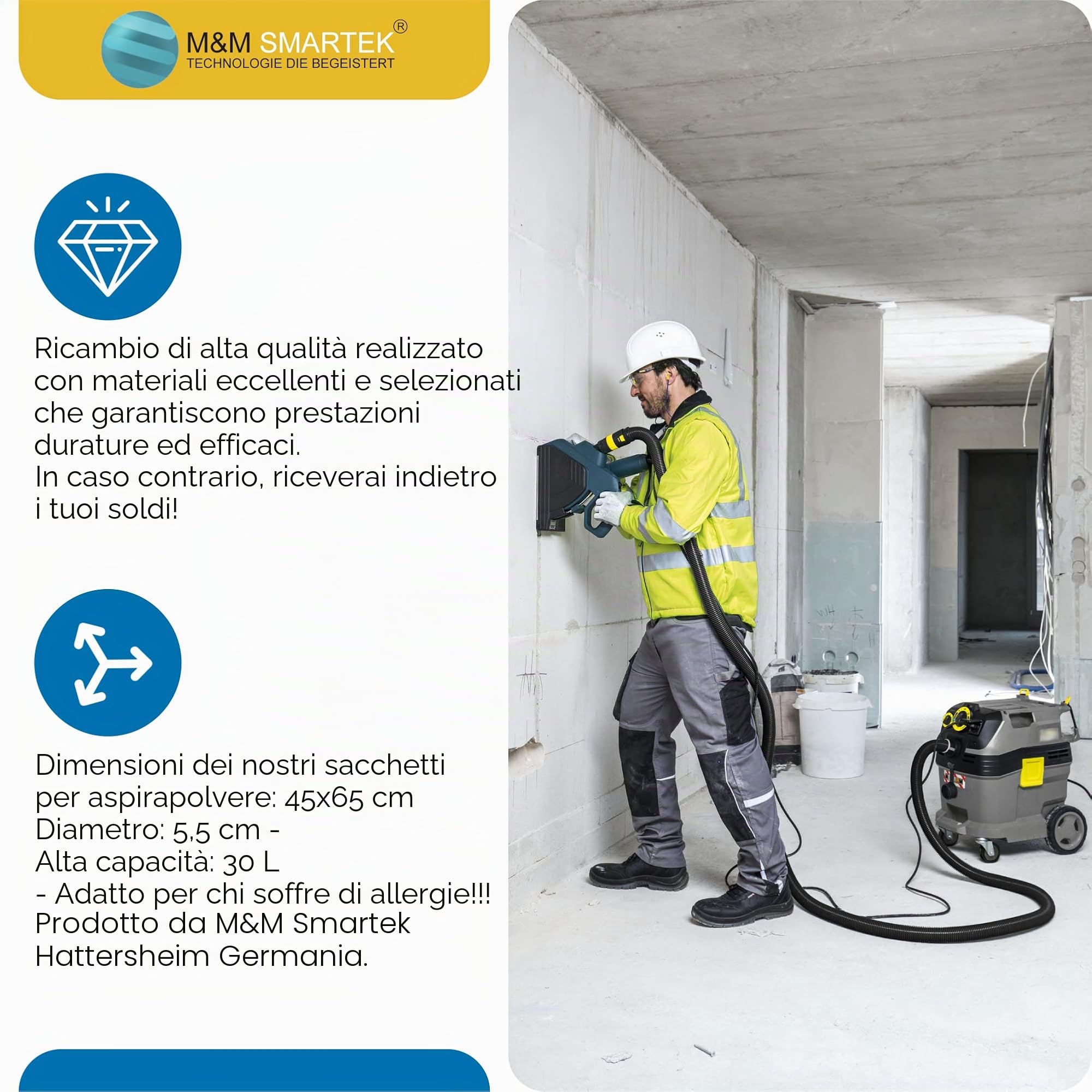 M&M Smartek 10x sacchetti aspirapolvere di ricambio per Kärcher