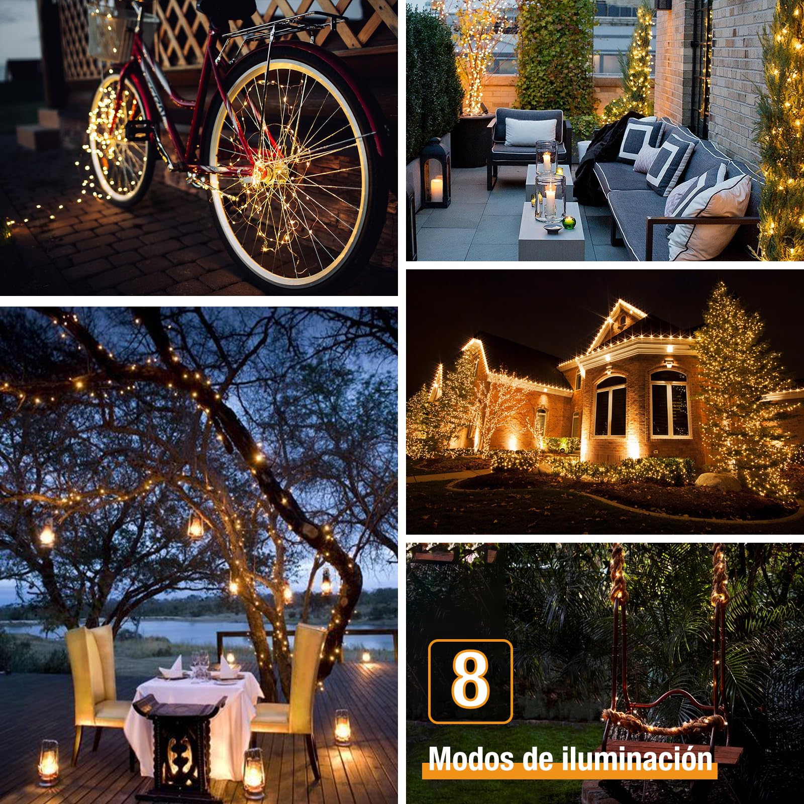 btfarm 2 Paquete Guirnaldas Luces Exterior Solar, Totalmente 30M 300 LED, 8 Modos Cadena de Luces Decoracion para Terraza, Fiestas, Bodas, Patio, Jardines (Blanco Calido)