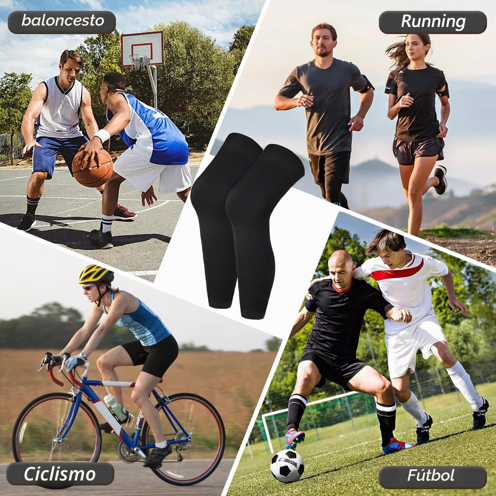 1 par de puños de compresión para las piernas, protección solar UV de verano, tobilleras largas de compresión para ciclismo, correr, baloncesto, hombres y mujeres