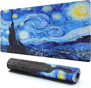 iLeadon Extended Gaming Mouse Pad, Non-Slip Water-Resistant Rubber Base Computer Keyboard Mouse Mat Desk Protector, 35.5 x 15.75-inch 3mm Thick XX-Large, Ideal Partner for Work & Game (Starry Night)