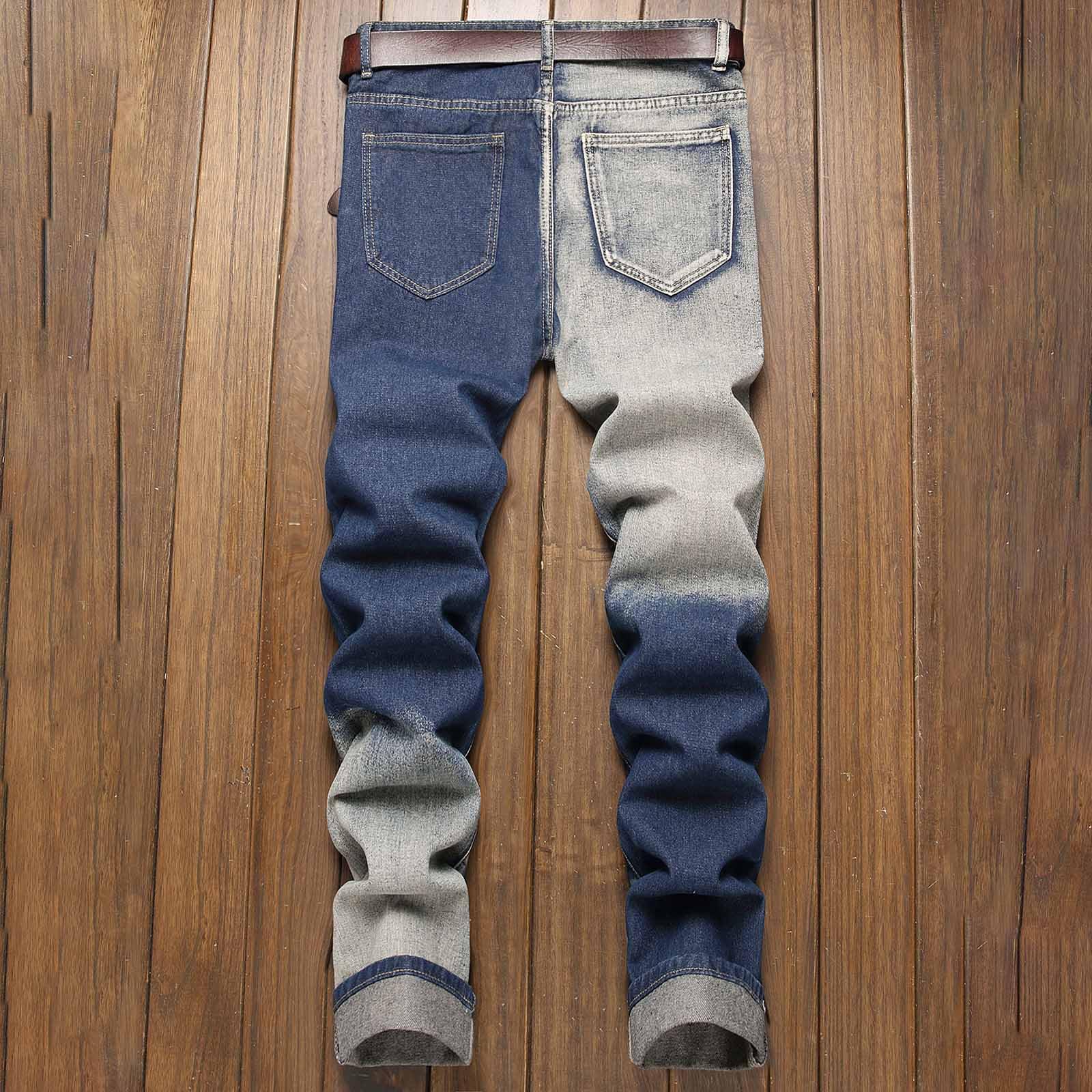 Jeans da uomo, lunghi, lavati, strappati, con tasche, per uomo, slim fit, larghi, per attività all'aria aperta, Hip Hop, leggings, morbidi, streetwear, abbigliamento da festa