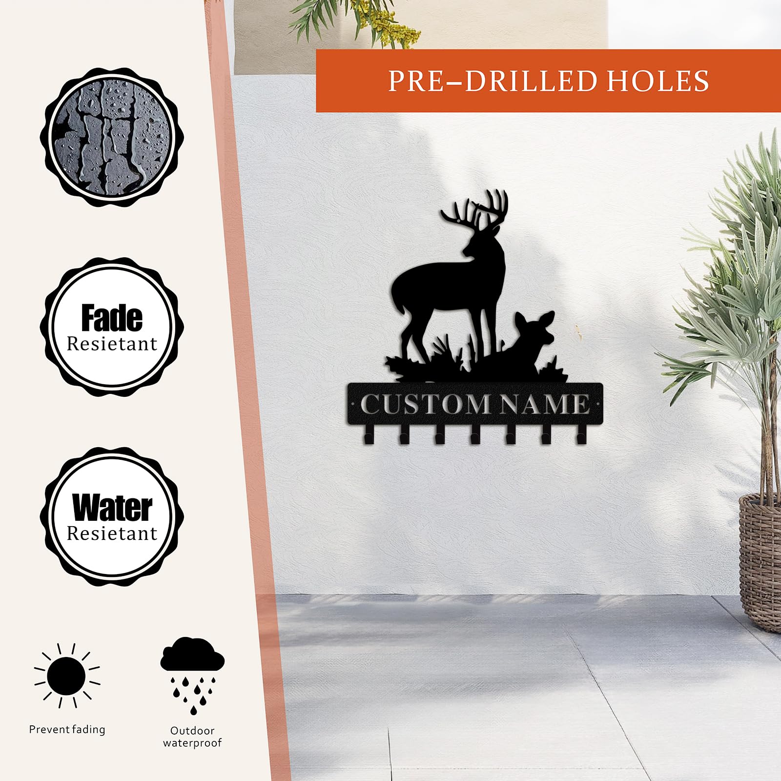 Quanqiuyi Customizable Wall Mounted Key Holder – Decorative Key Rack Organizer for Wall, Personalized Metal Key Hanger for Wall, Key Hooks with Advanced Laser Cutting Technology (Style 6)