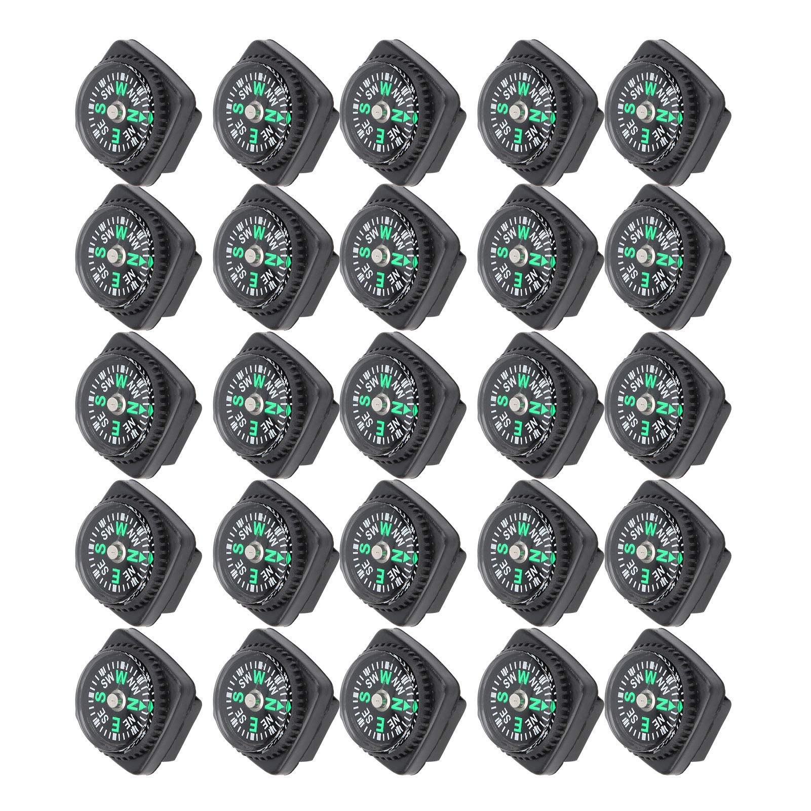 KIMISS Confezione da 25 Pezzi Nero Sopravvivenza, Bussola Ombrello Corda Accessori Bussola Fibbie di Navigazione Bracciale Paracord Strumento Esterno
