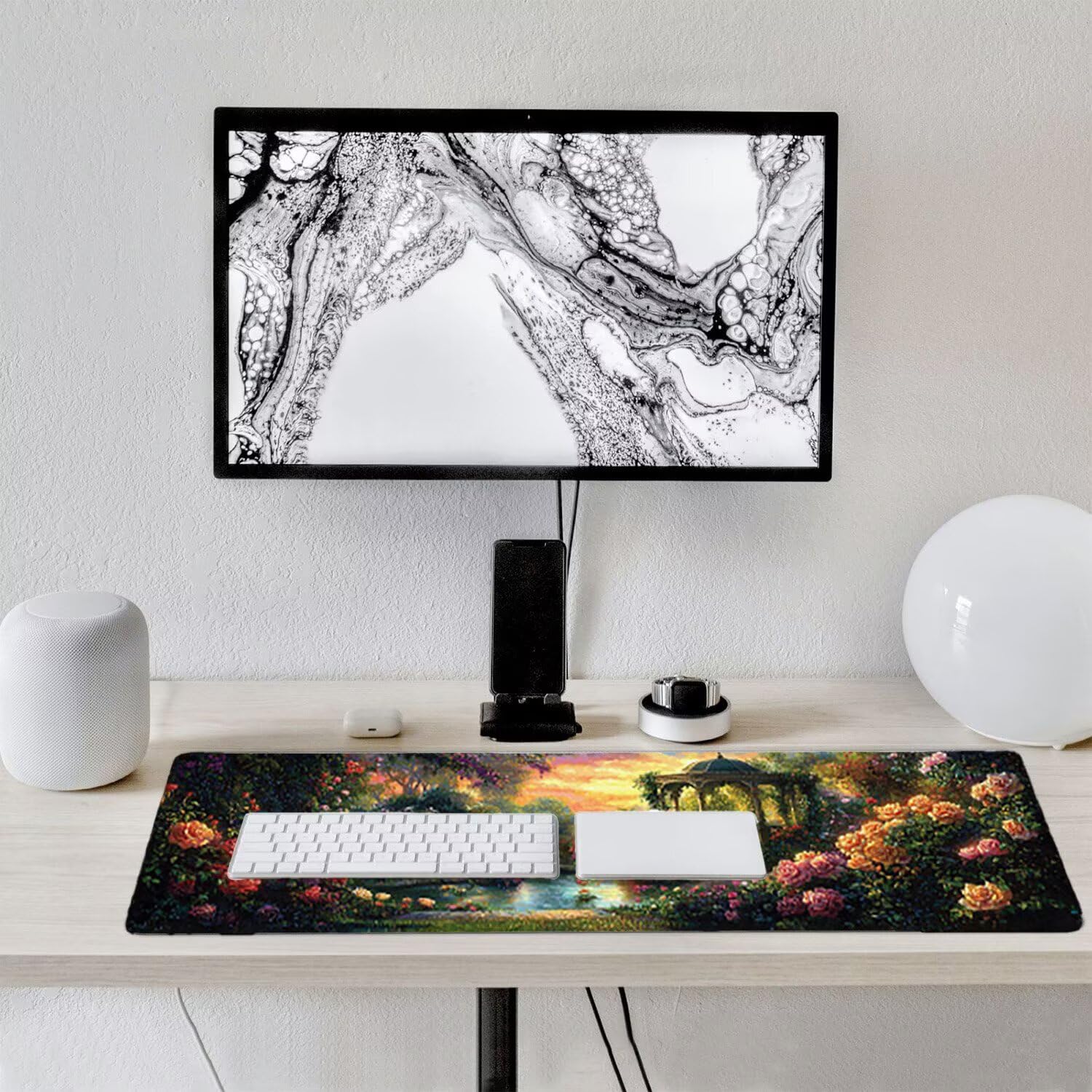 Podkładka pod mysz do gier XXL duża mysz 1200 x 500 mm, duża podkładka pod biurko z antypoślizgową gumową podstawą dla graczy, poprawia precyzję i szybkość (krajobraz ogrodowy) o-407