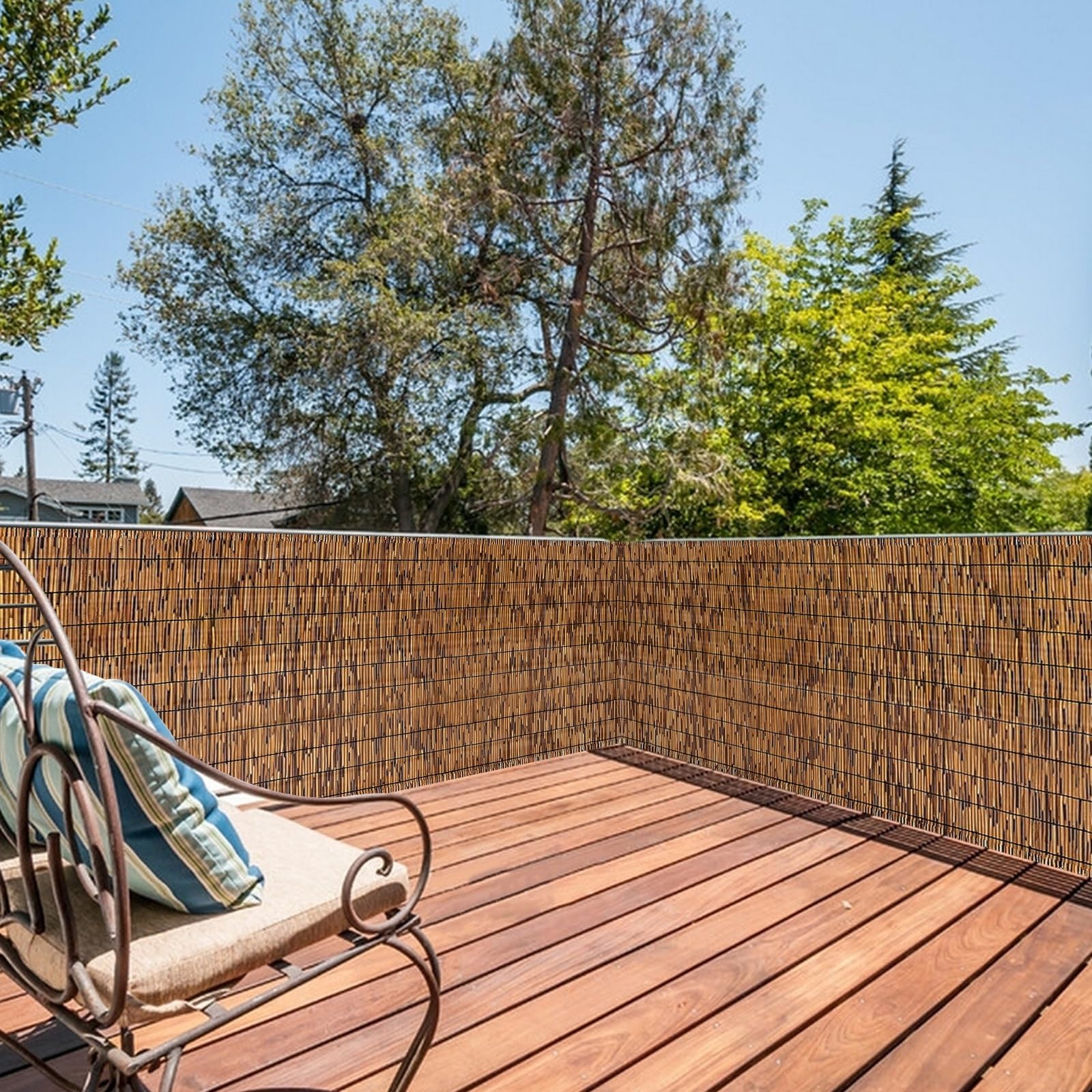 Recinzione di Canne Impermeabile Canniccio Recinzione Giardino Parasole Traspirabilità Facile da Installare Naturale Bamboo da Esterno per Decorazioni E Coperture(Size:110x400cm)