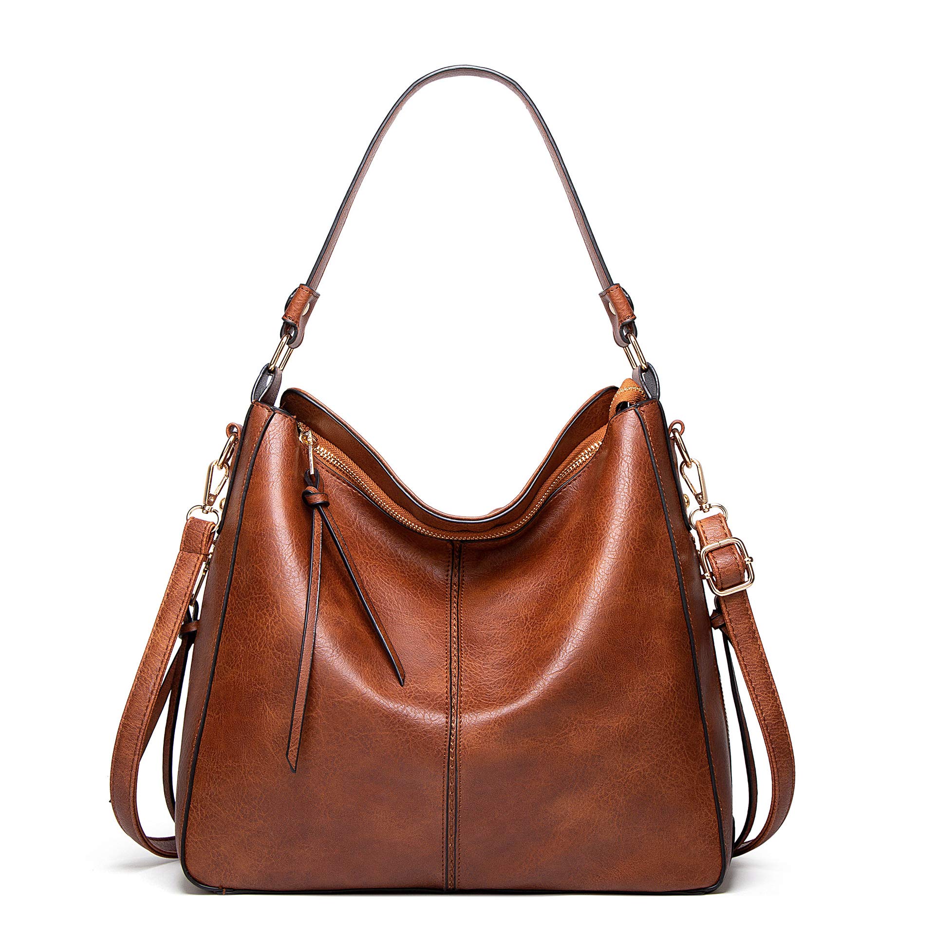 Brown Hobo Shoulder Handbag for Women in Faux Leather 39 x 33 x 13 cm