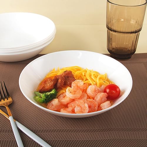 Miniatura 4 de Juego de 12 cuencos para pasta, cuencos de vidrio templado, cuencos redondos de 7-45 pulgadas, aptos para microondas y lavavajillas