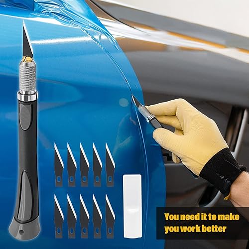 Miniatura 5 de NEWISHTOOL Juego de cuchillos de precisión para manualidades con 10 cuchillas de afeitar negras para arte, cortador de utilidad para manualidades de