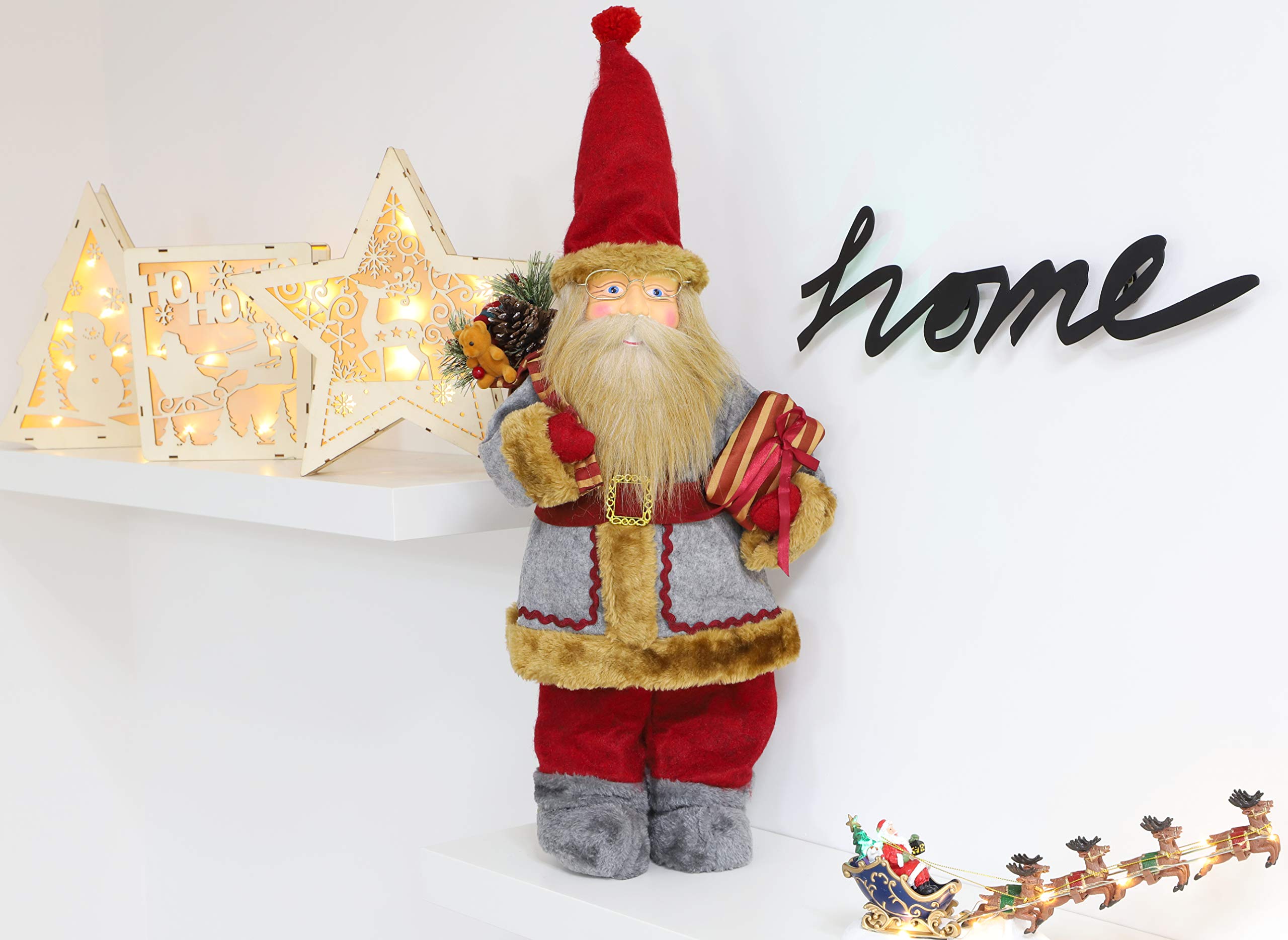 Babbo Natale Con Gambe Telescopiche 60 Cm – Peluche Regolabile, Decorazione Natalizia Scandinava