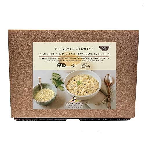 Kit Kitchari de 10 comidas con coco Chtney - 2 sabores de Kitchari - Vegano + sin OMG + sin gluten