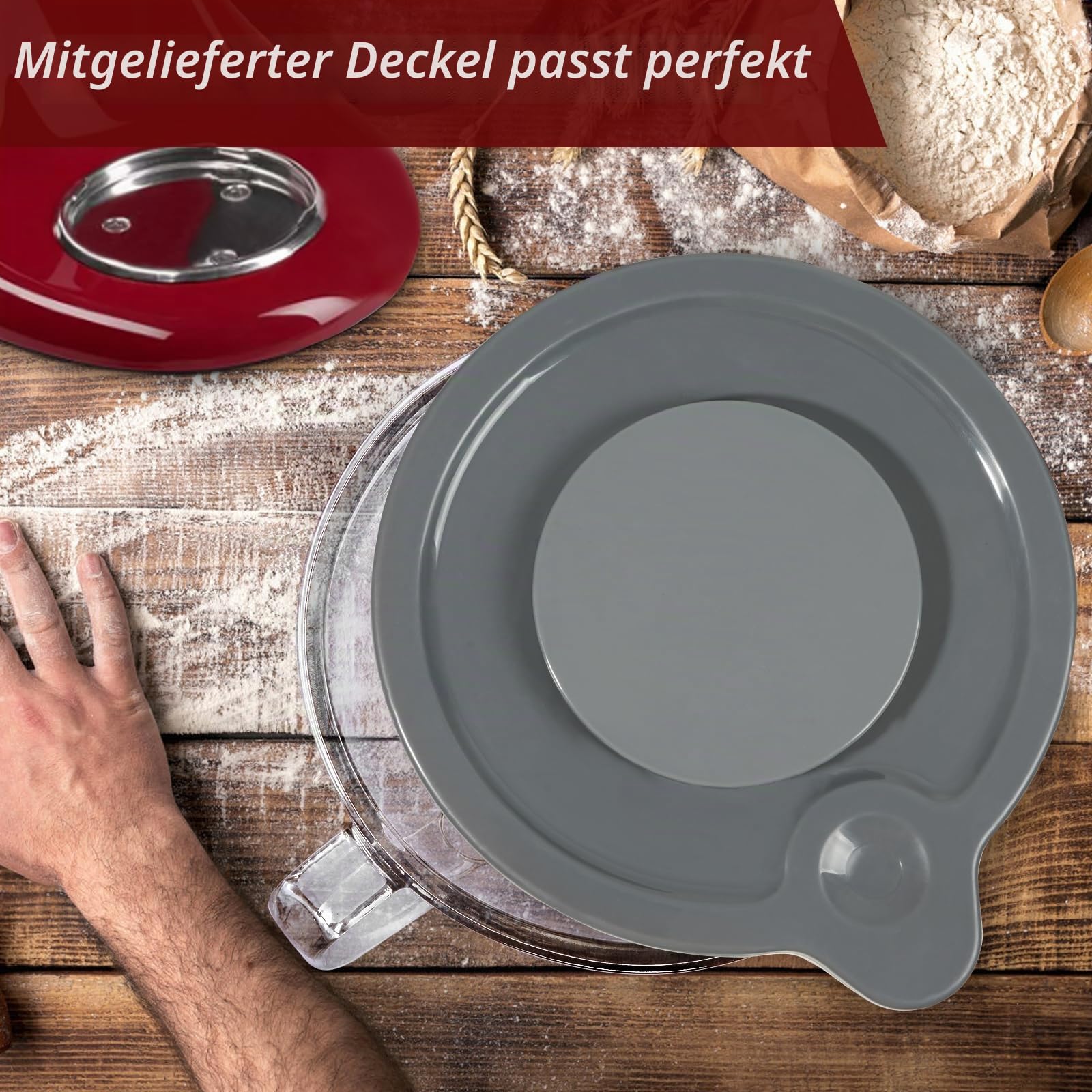 Glas-Rührschüssel für Kitchenaid 4,5 Quart und 5 Quart | Standmixer-Schüssel mit Deckel und Messmarkierungen
