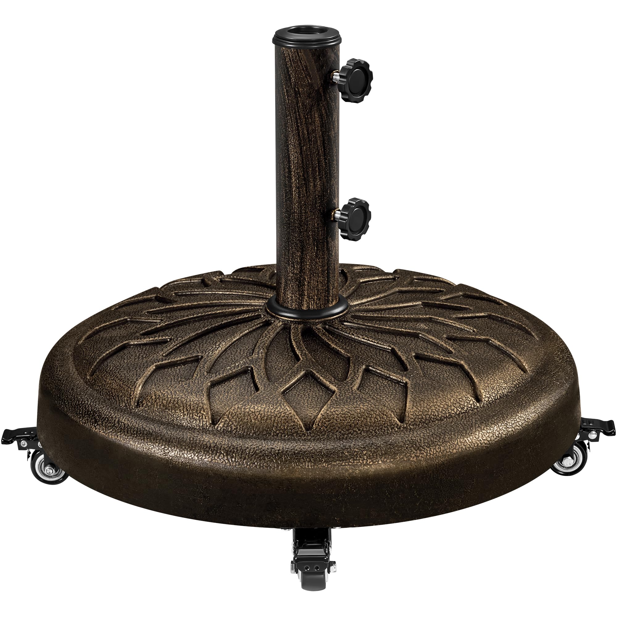 Yaheetech 24,7 kg Sonnenschirmständer mit Rollen ø50,6 cm Schirmständer Sonnenschirm Stabiler Schirmhalter für Schirmstangen von 34/38/48 mm für Garten/Balkon/Strand, Bronze
