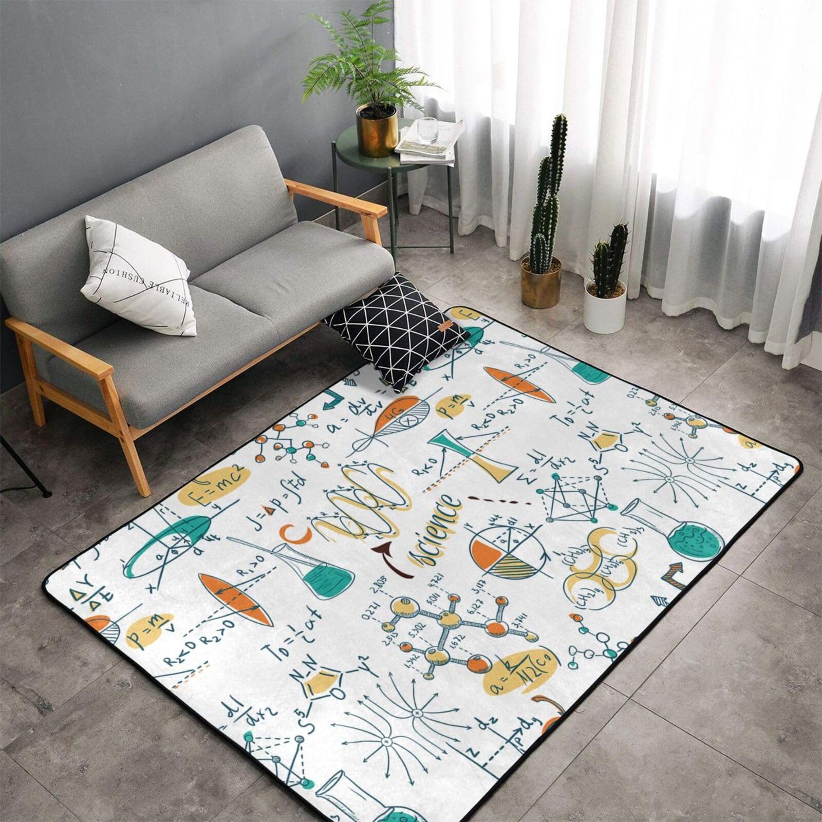 Laboratorio di scienze, didattica, biologia, chimica, Tappeto grande antiscivolo per soggiorno e camera da letto, 150 x 100 cm.