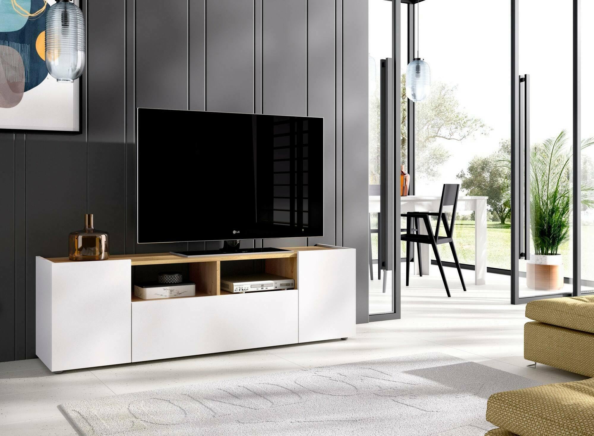 DMORA - Mobile Porta Tv Asinara, Credenza Bassa Da Soggiorno, Madia Da