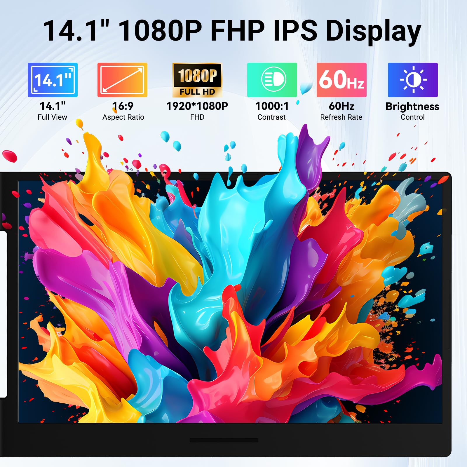 Laptop Screen Extender 14.1" 1080P IPS, Dual Screen Portable Monitor for Laptop 13-17.3", Plug & Play Monitor Extender with USB-C/HDMI, Travel Monitor for Work & Home Office Mac/Windows/Chrome/Android - 2
