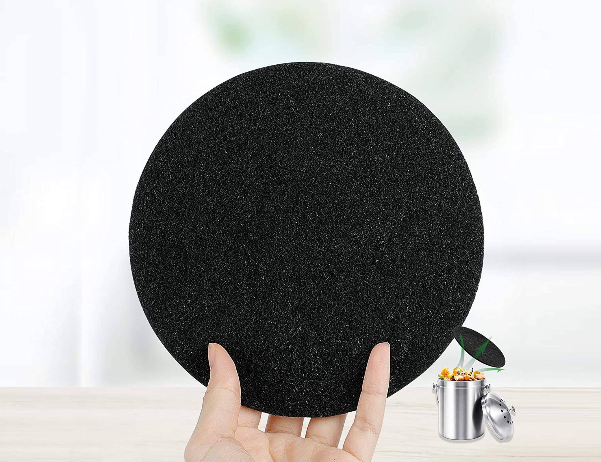 Reluen CoalFilters Countertop-Charcoal Filter Kitchen-Compost-Bucket Absorbs Odor in Bin 6.7inch Carbon-Filter (Pack of 12)