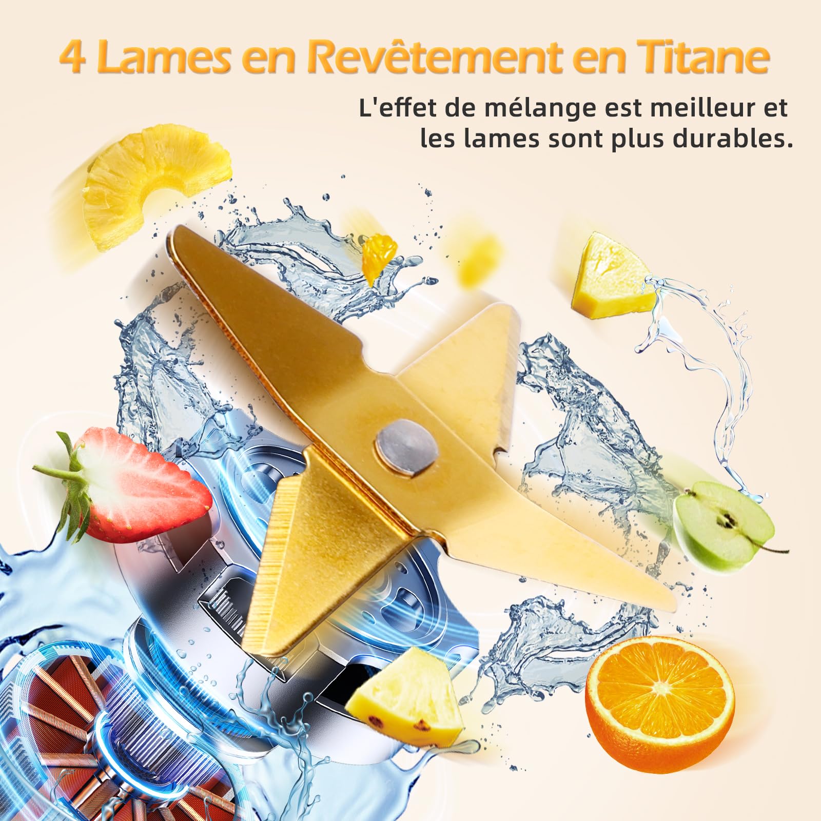 Aigostar Swift - Blender Mixeur, Bol Verre 1.5 L, avec 4 Lames en Revêtement en Titane, Puissance 800 W, 2 Vitesses + Fonction Pulse, pour écraser la Glace, la Purée et Les Fruits Congelés