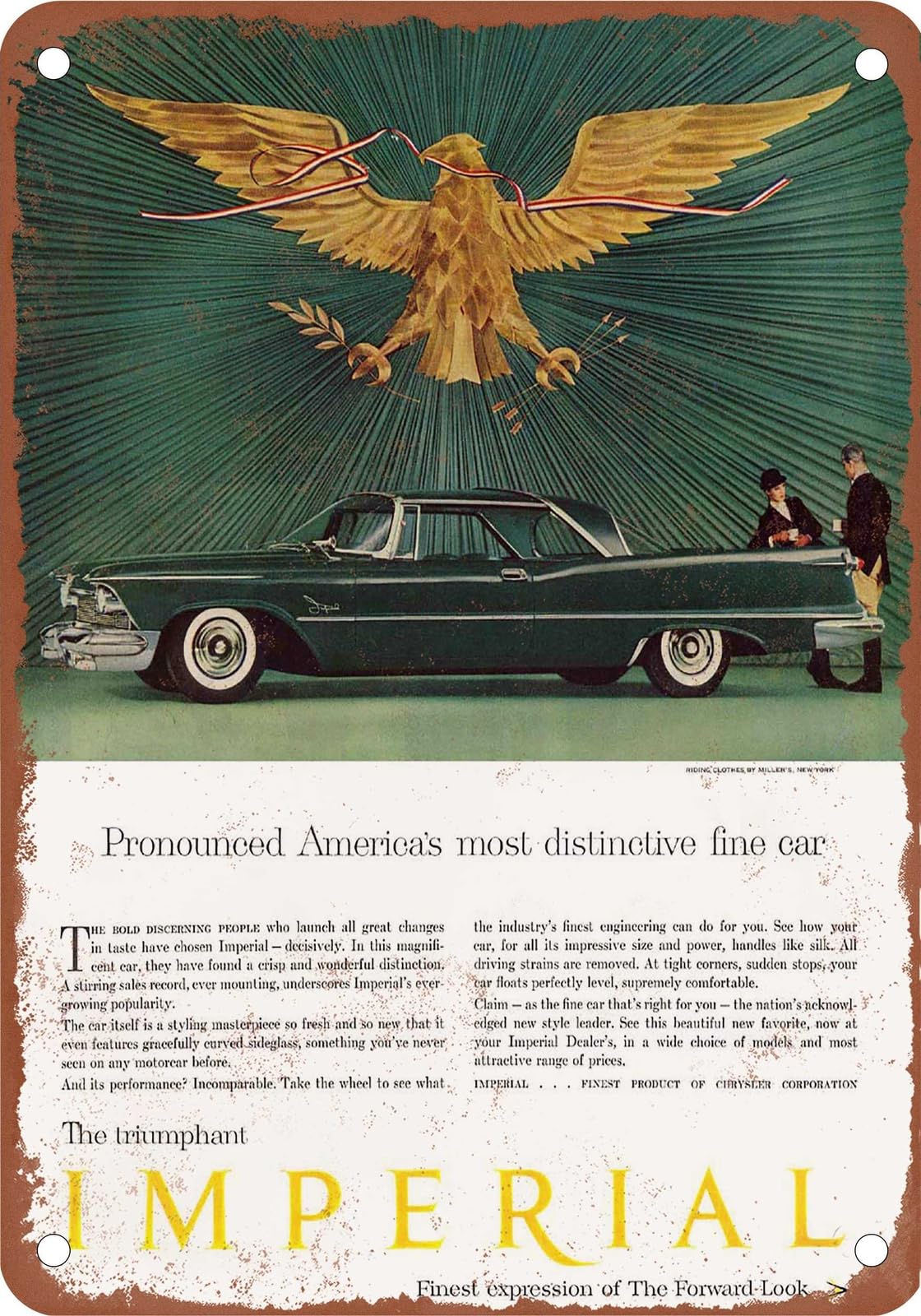 Miaomansenstore Metal Sign - 1958 Imperial Vintage Ad 02 - Old Retro Rusty Look Home Decor