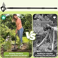 Vista 3 de Herramientas de jardinería para extractor de malezas, azada de jardín Hula y rastrillo de 4 púas 2 en 1 herramientas de jardín para deshierbe, azada
