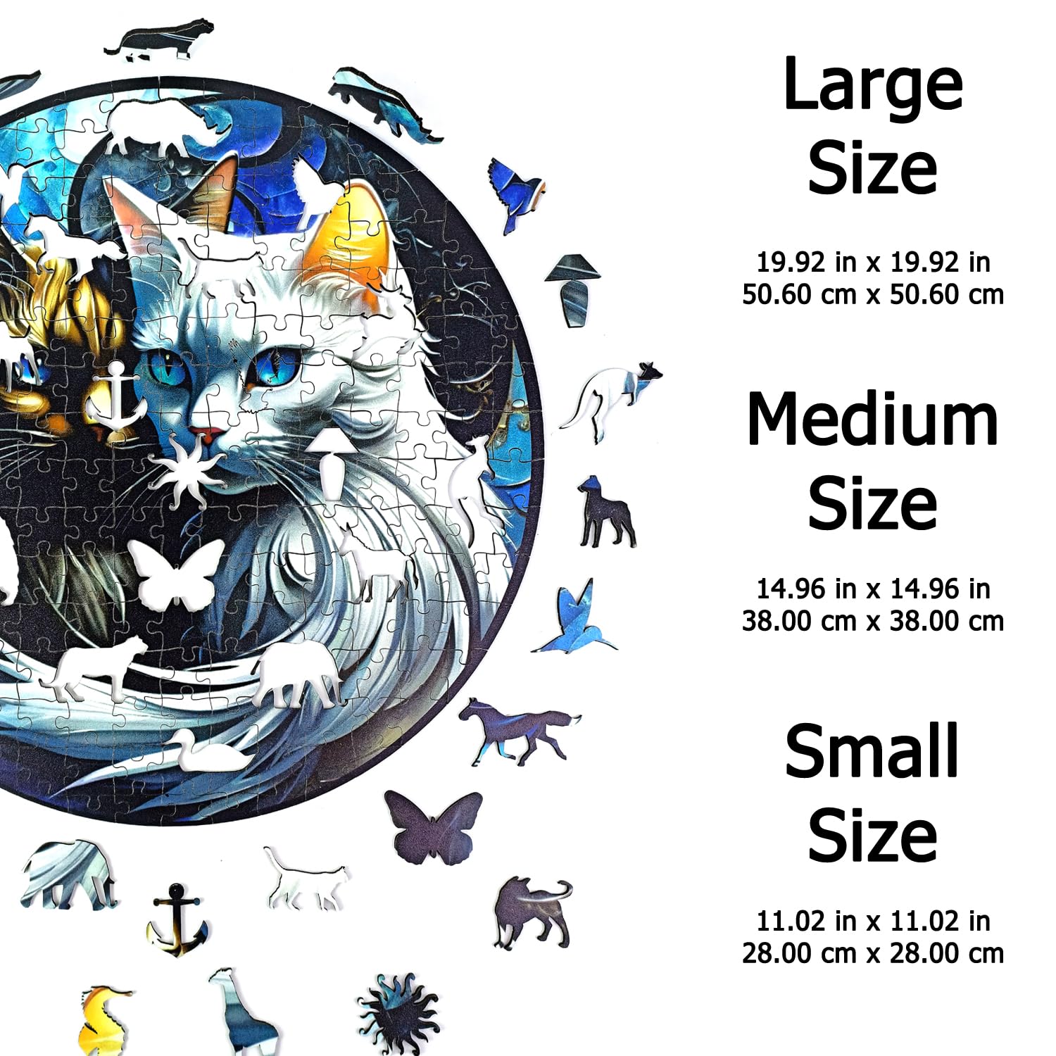 Wooden Puzzles for Adults, Unique Animal Shape YingYang Cats Wooden Jigsaw Puzzles, Extraordinary Gift for Friends and Family, Wood Puzzles Adult, Perfect for Birthday Gift, Wood Cut Puzzles (Medium)