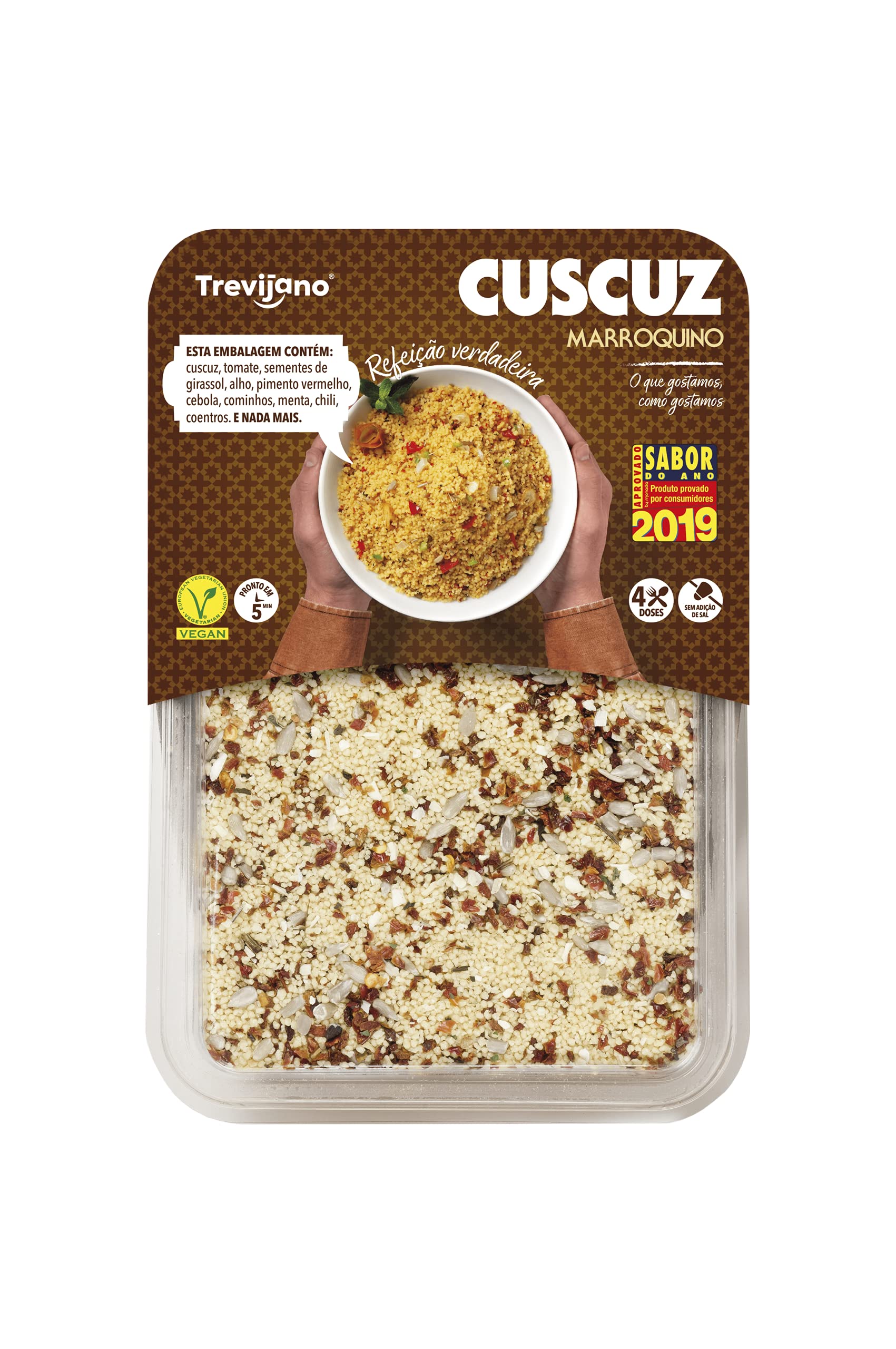 Trevijano Cuscús Marroqui con verduras 1 paquete - 10 oz | Vegano | Sin sal añadida - Sin aditivos Vegetales deshidratados | precocidos | sin OMG