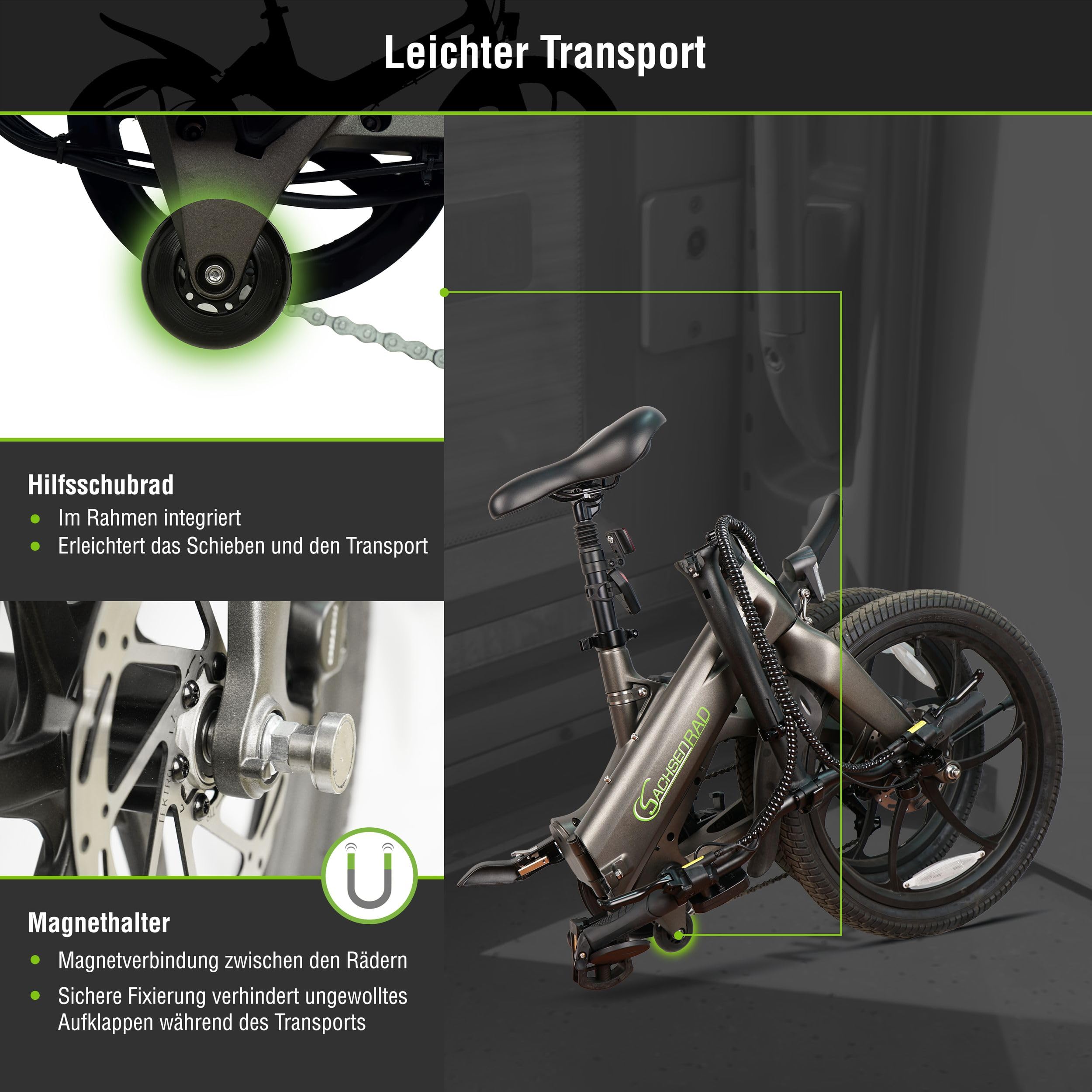 E-Folding Race Bike F11 Pro MagPuma - 20 Zoll Klapprad mit Transporttasche, IF Design Award ausgezeichnet. ultraleichter Magnesiumrahmen nur 19 kg, inkl. Rückspiegel, StVZO-Zulassung