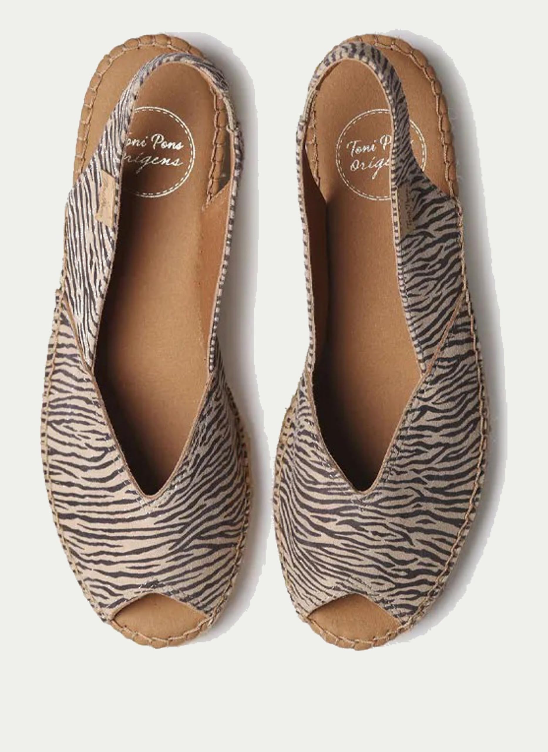 TONI PONS - Sandalia de pala,piel,cuña y plataforma de esparto,alpargatas,cebra,animal print,espadril para: Mujer