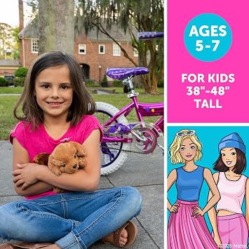 Dynacraft Barbie 12, 16, 18-inch Girls' Bike for Kids Ages 3-9 Years - Fun and Stylish Design, Sturdy and Durable, Perfect for Kids Learning to Ride, Easy to Assemble, Ideal for Young Riders