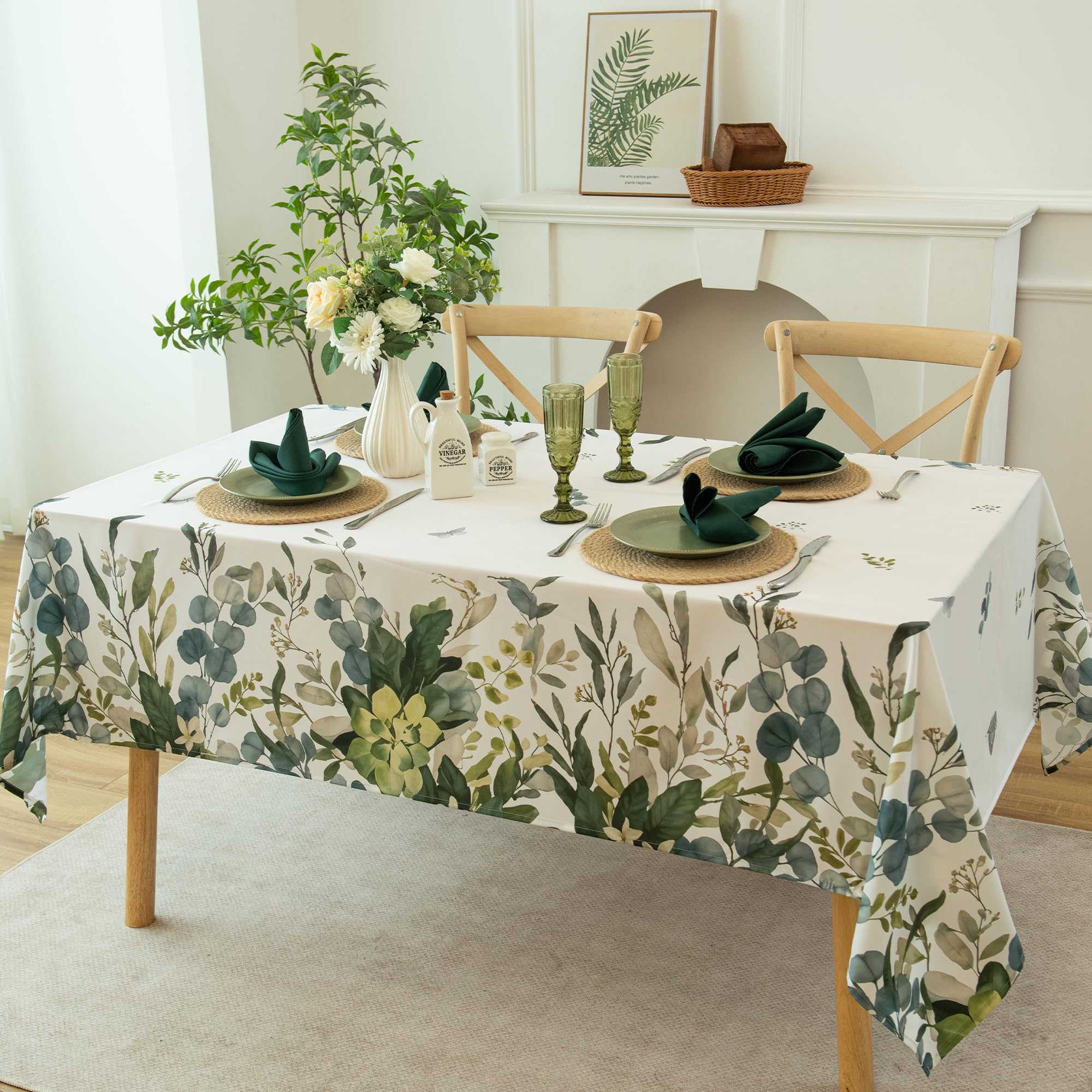 Mantel de verano, impermeable, resistente a las manchas, diseño floral para comedor, cocina, exteriores, picnic, fácil de limpiar, vibrante y duradero, decoración del hogar, 60 x 120