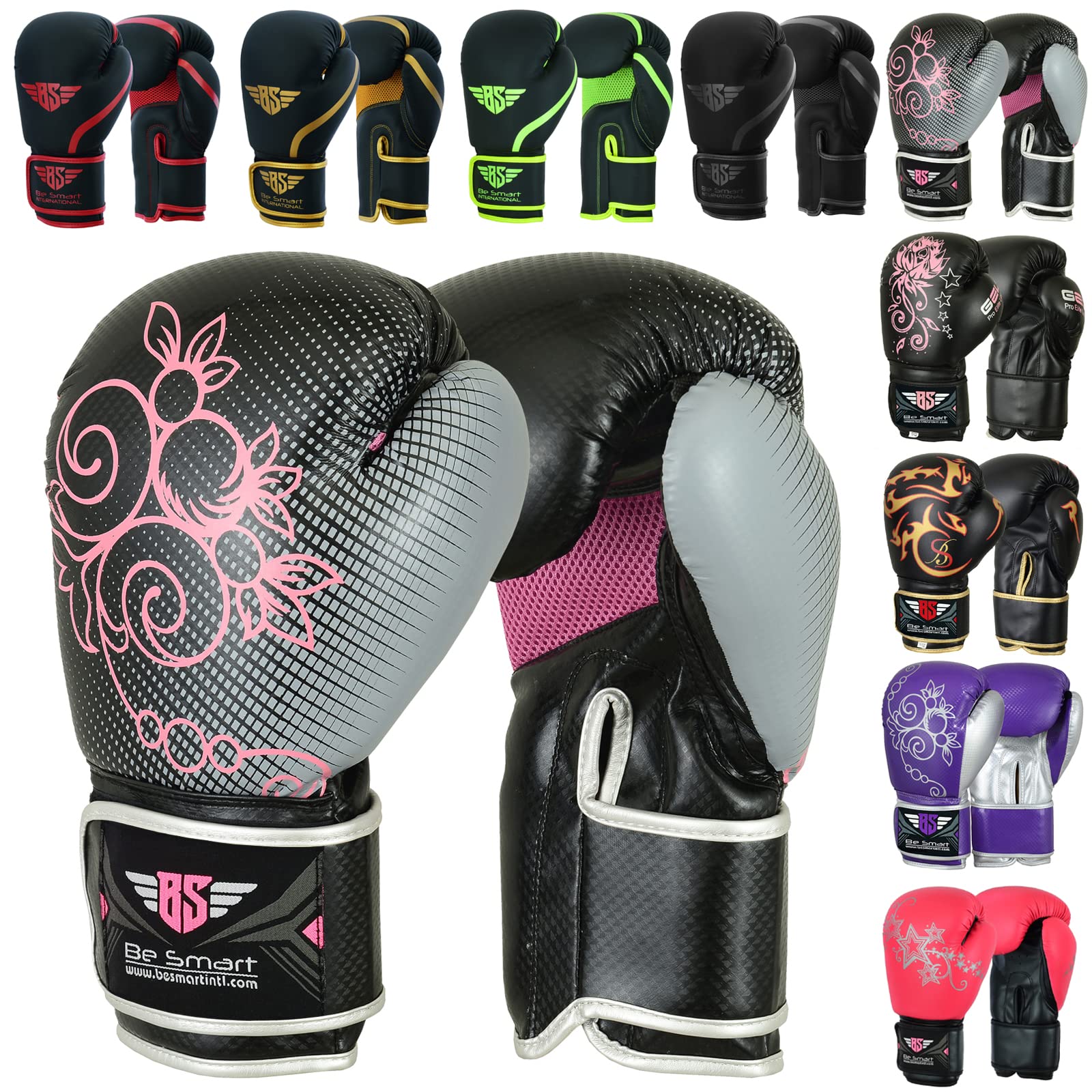 BeSmart Boxing Gloves 4oz 6oz 8oz 10oz 12oz 14oz 16oz Training Gloves for Adults Sparring Youth Boxing Gloves Junior Kids Training Mitts Punch PU Leather MMA Muay Thai Kick Boxing