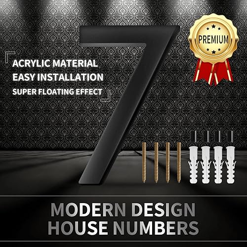 Miniatura 3 de Números de casa de 6 pulgadas para exteriores, moderno, a prueba de óxido, letrero de dirección flotante 3D, números de dirección para puerta de