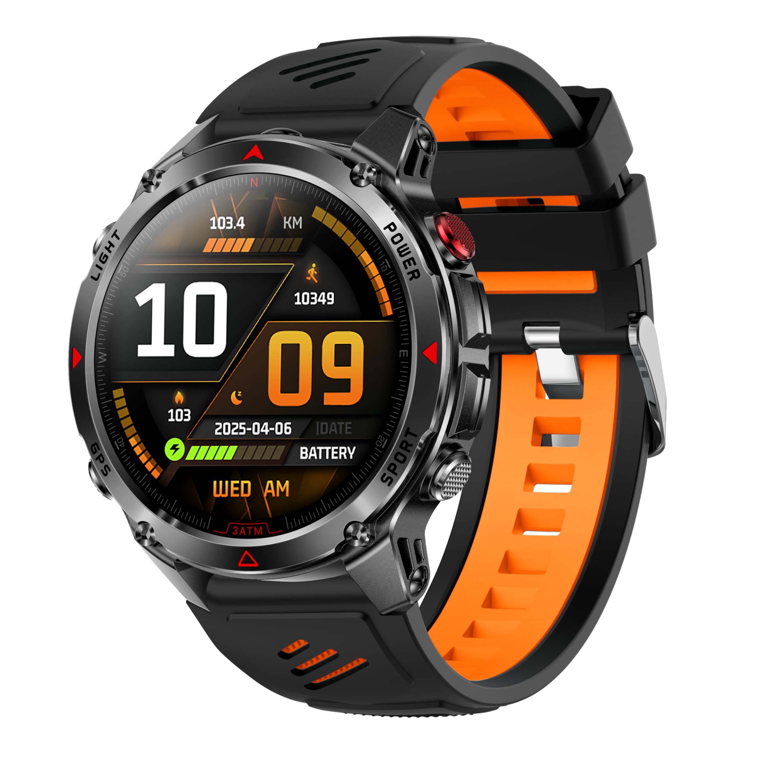 GPS Running Watch with Bluetooth Call, 1.46" IPS Full Touch Display, Heart Rate &amp; Sleep Monitor, Multi-Sport Modes, Waterproof Fitness Smartwatch for Men Women (Black Orange)