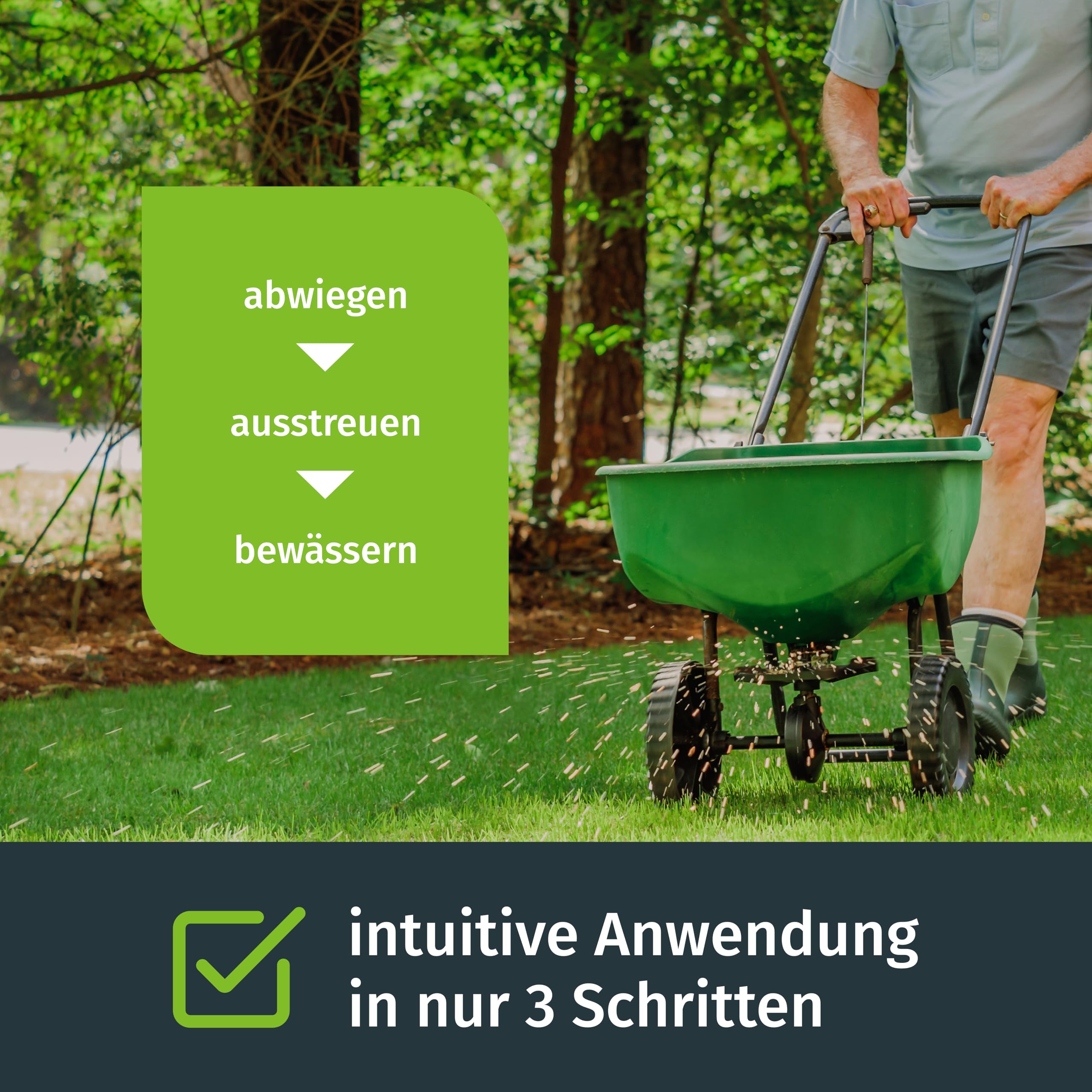 Sommer Premium Rasendünger Turbogrün, 2,5kg für 60m², Dünger gegen Moos, Ideal im Sommer, geeignet für Streuwagen, staubarmes Granulat, Rasen dünger