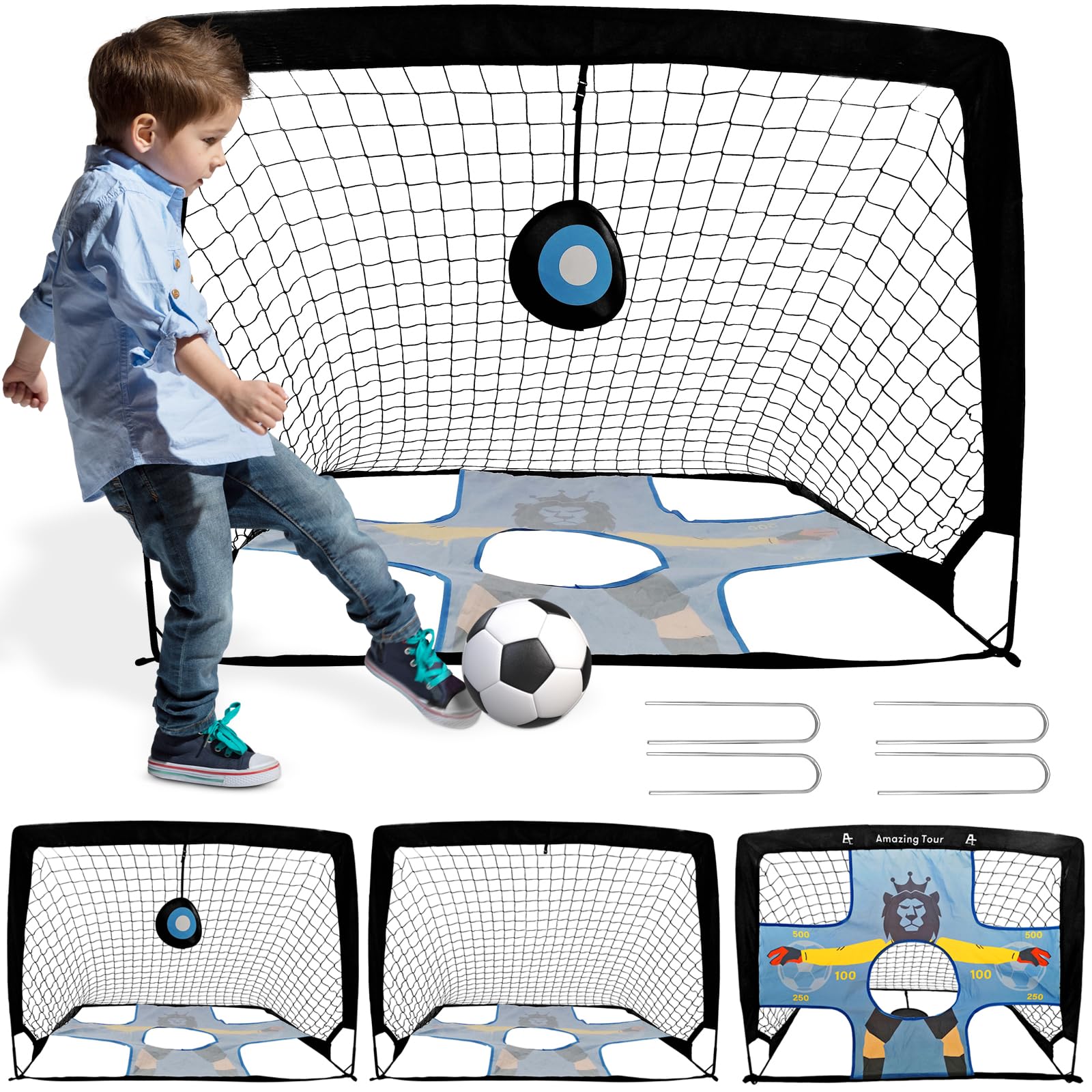 Pop Up Football Goals 4ft x 3ft Ideal Goal for Kids for Kids Soccer Training, Sport Games & Practice Sessions, 1 Pack