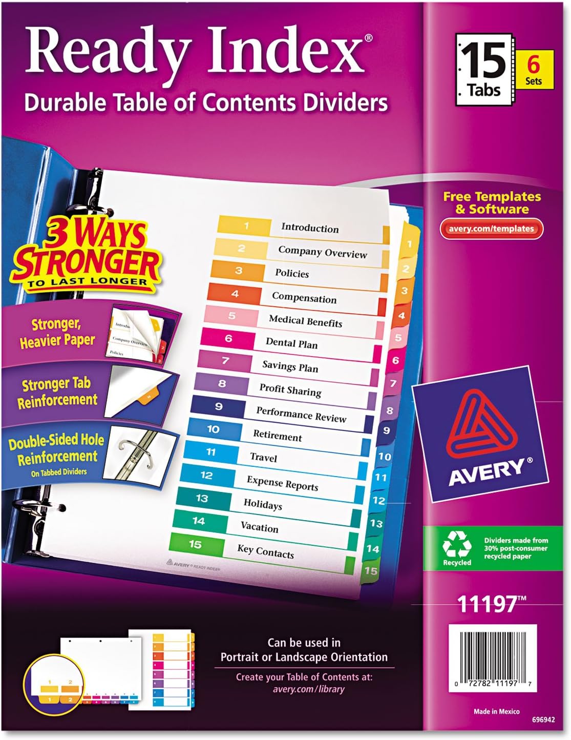 Avery 11197 Ready Index Dividers product packaging