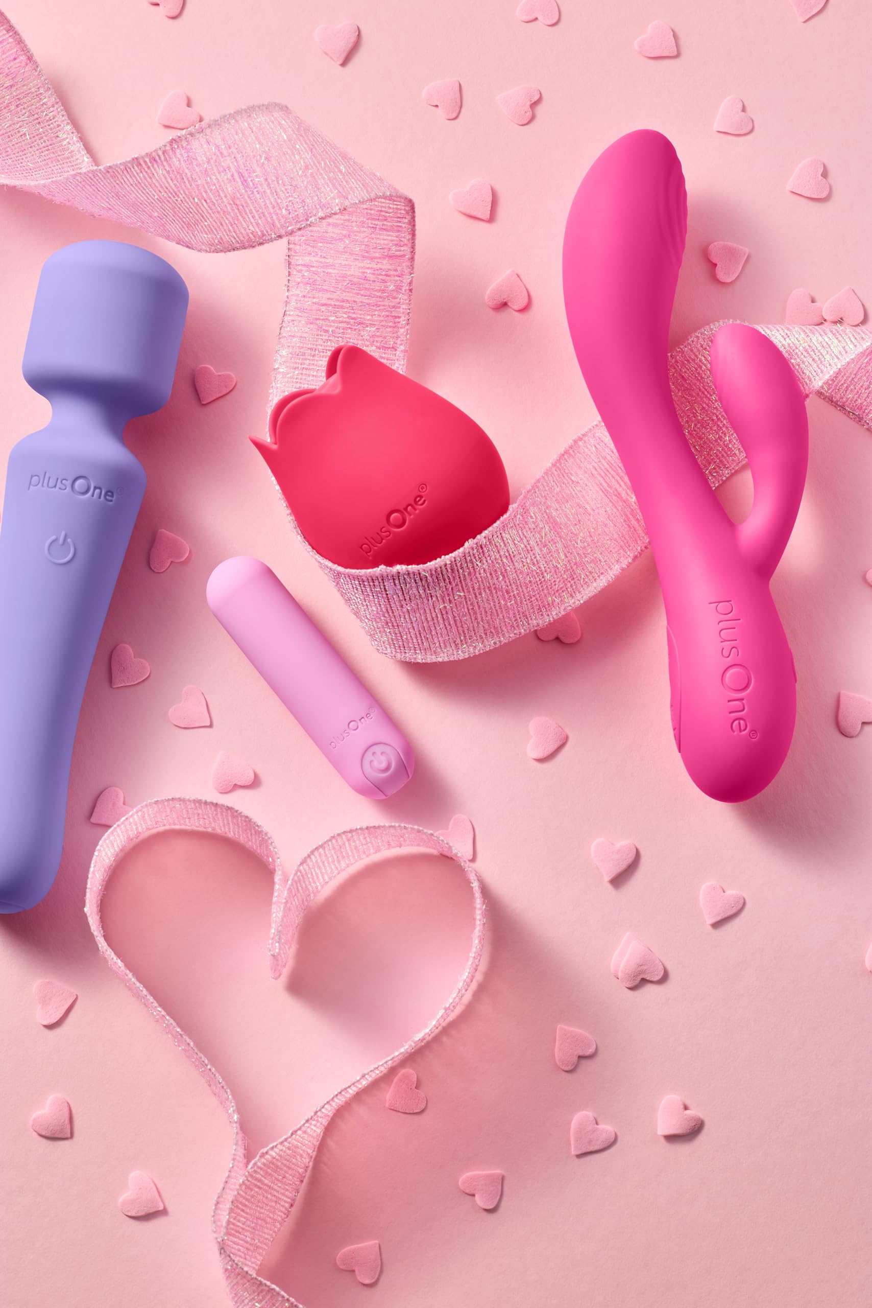plusOne Doppio vibratore per coniglio, massaggiatore personale, 10 impostazioni di vibrazione | Silicone sicuro per il corpo, impermeabile, ricaricabile tramite USB, giocattolo sessuale per donne e uomini