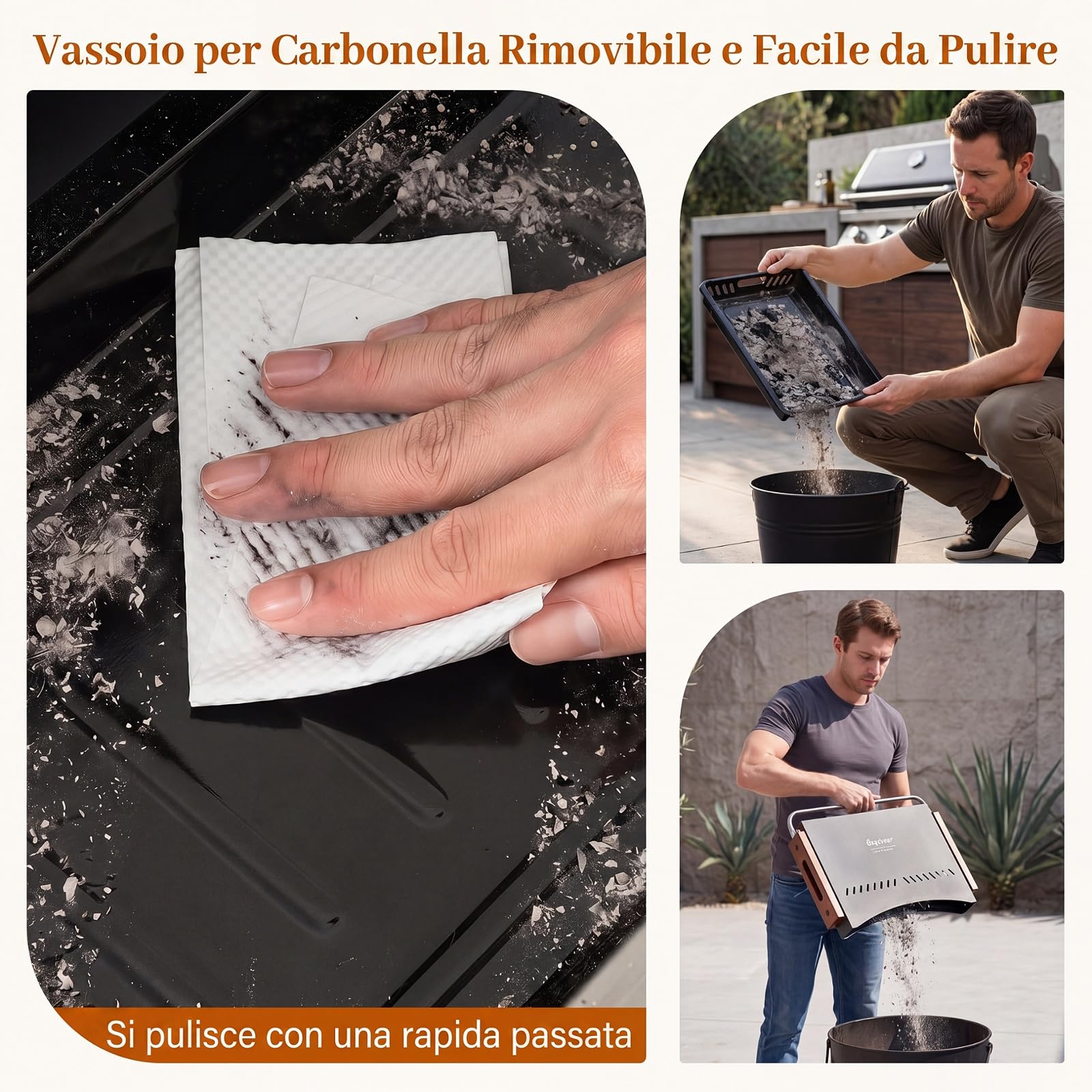 COSTWAY Barbecue a Carbonella Portatile, Barbecue Carbone da Tavolo con Griglia Regolabile in Altezza e Vaschetta in Smalto Rimovibile, Griglia a Carbone per Campeggio e Picnic (50,5 x 33,5 x 33,5 cm)