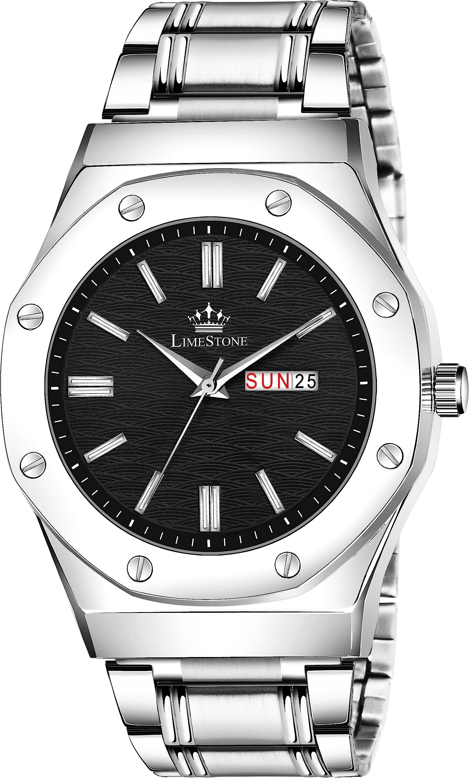 LIMESTONE Day and Date Display Screw Ring AP Design Quartz Analog Watch - for Men (B0CCHZ4BDQ) Amazon Price History, Amazon Price Tracker